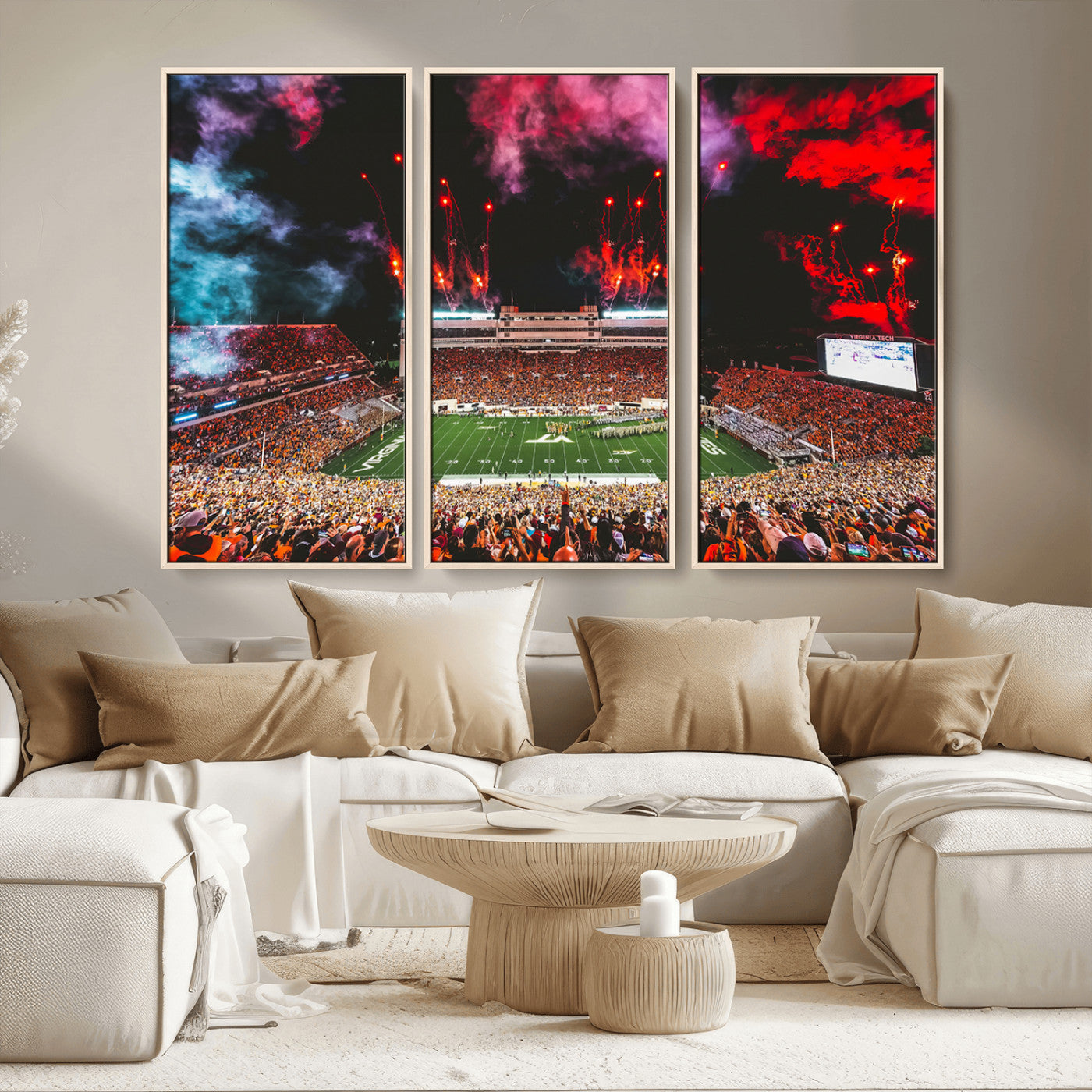MGV-FC-48X32-3P - Virginia Tech Hokies Football Team Print - Blacksburg Lane Stadium Wall Art Canvas Print