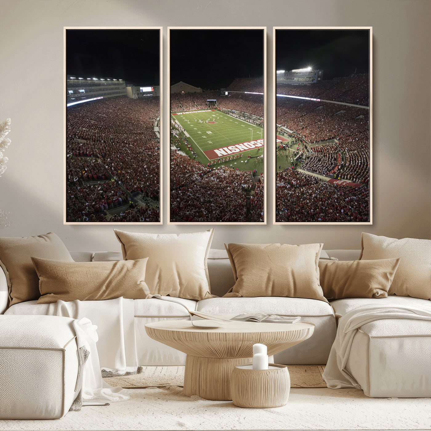 MGV-FC-48X32-3P - Wisconsin Badgers Football Team Print - Madison Camp Randall Stadium Wall Art Canvas Print