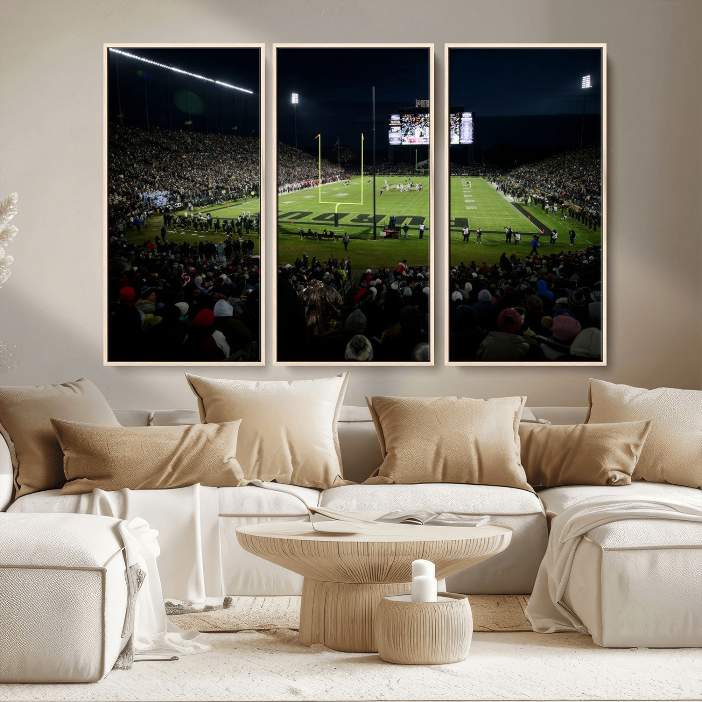 MGV-FC-48X32-3P - Purdue Boilermakers Football Team Print - West Lafayette Ross–Ade Stadium Wall Art Canvas Print