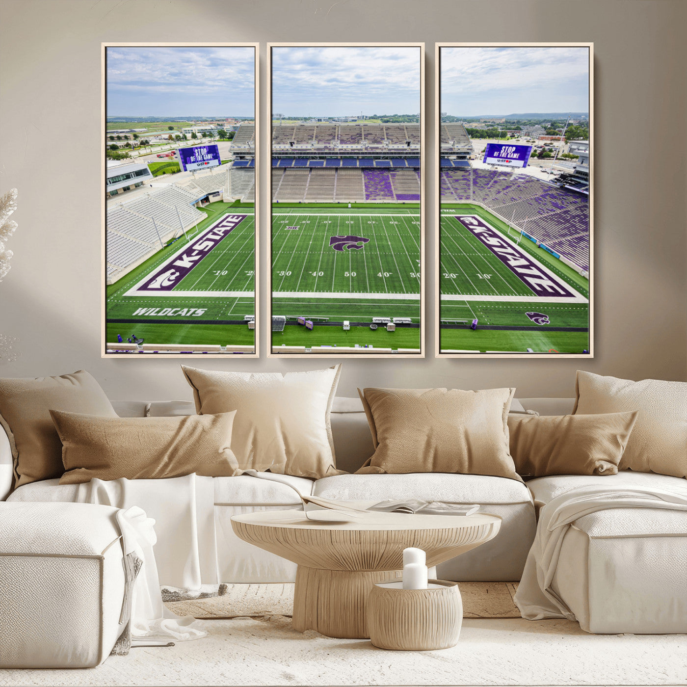 MGV-FC-48X32-3P - KState Wildcats Football Team Print - Manhattan Bill Snyder Family Football Stadium Wall Art Canvas