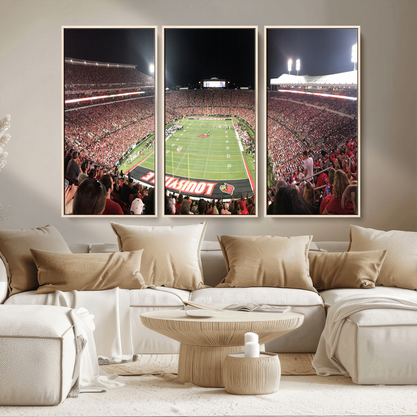 MGV-FC-48X32-3P - University of Louisville Cardinals Football Team Print - Louisville Cardinal Stadium Wall Art Canvas