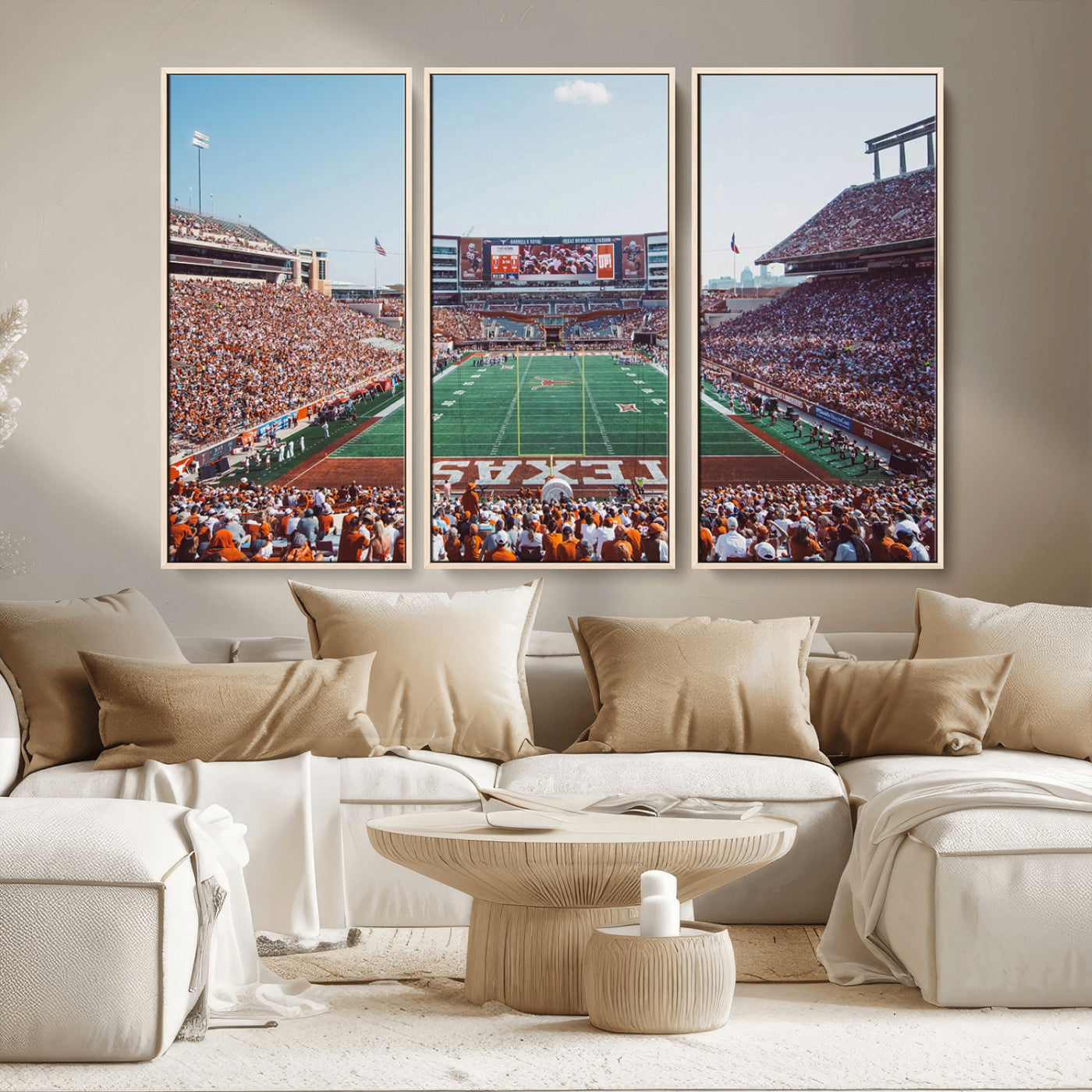 MGV-FC-48X32-3P - Framed Texas Memorial Stadium Canvas, University of Texas Longhorns Football Team Print - Austin