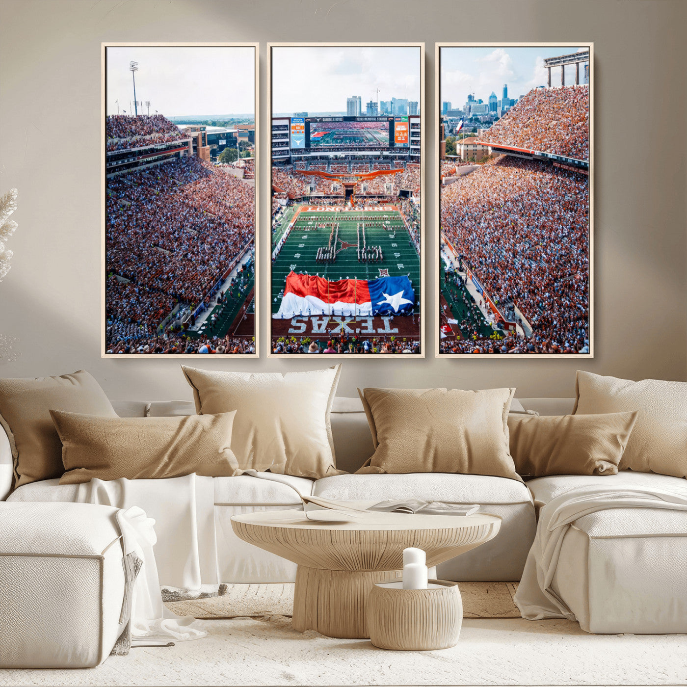 MGV-FC-48X32-3P - University of Texas Longhorns Football Team Canvas Print - Austin Darrell K Royal-Texas Memorial