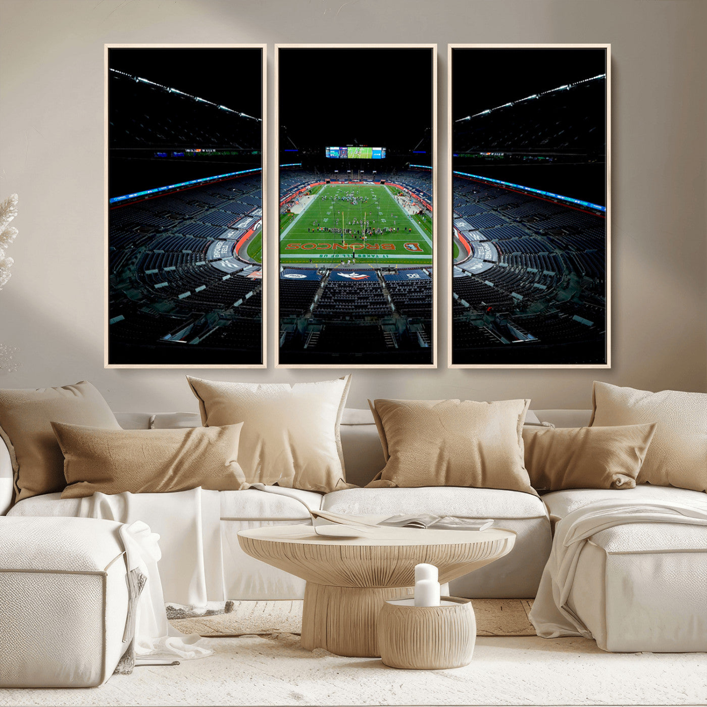MGV-FC-48X32-3P - Denver Broncos Football Team Print Canvas- Denver Empower Field at Mile High Stadium Wall Art Canvas