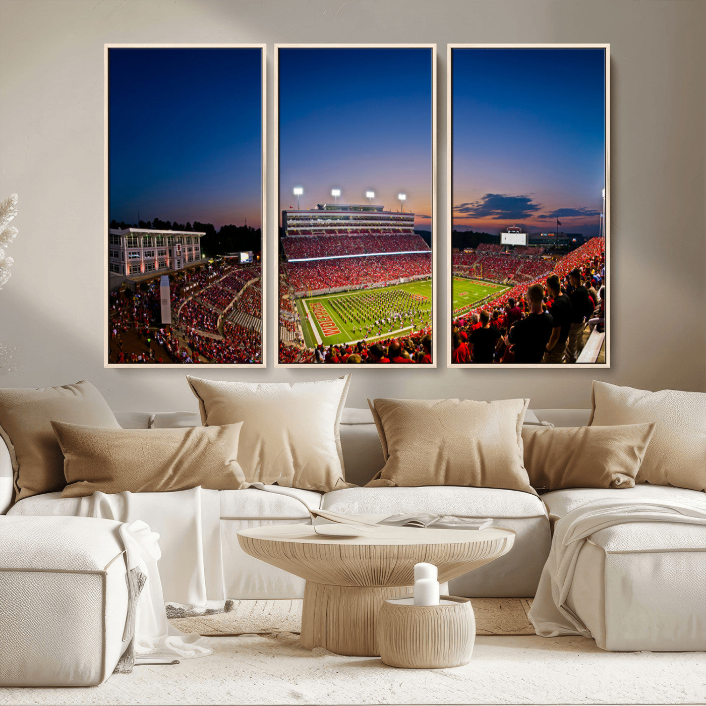 MGV-FC-48X32-3P - Wolfpack Football Team Wall Art Print - Raleigh Carter-Finley Stadium Wall Art Canvas Print