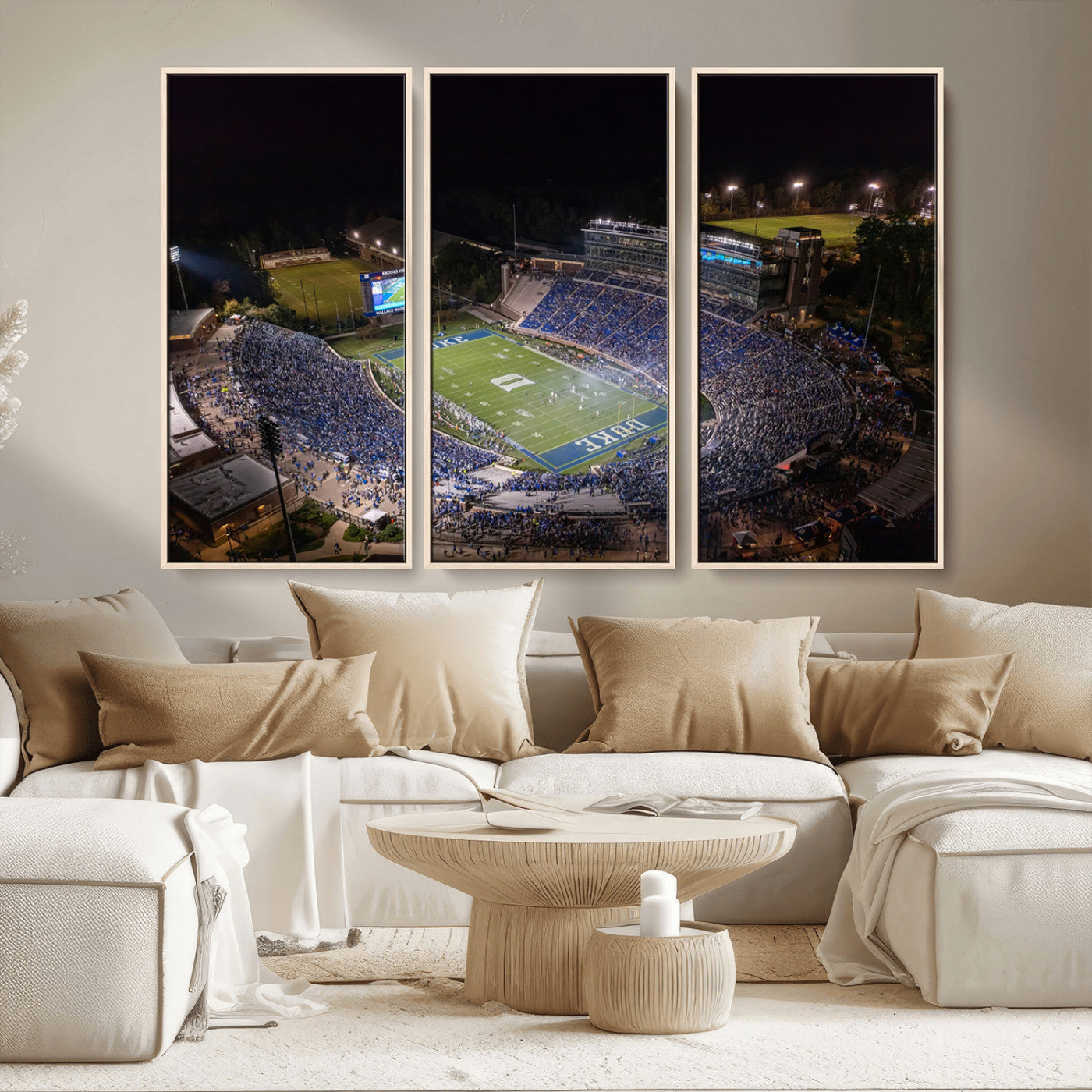 MGV-FC-48X32-3P - Duke University Blue Devils Football Print Canvas - Durham Wallace Wade Stadium Wall Art Canvas