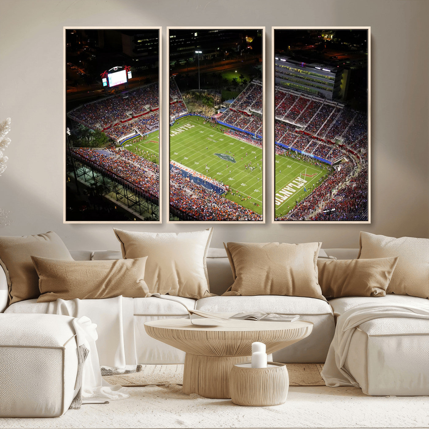 MGV-FC-48X32-3P - Florida Atlantic University Owls Canvas Print, Football Team Print - Boca Raton FAU Stadium Wall Art