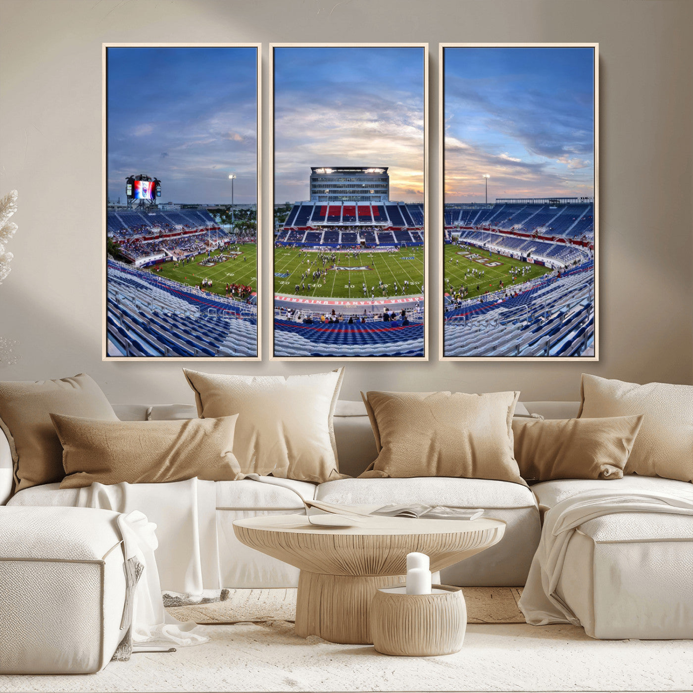 MGV-FC-48X32-3P - Florida Atlantic University Owls Football Team Print - Boca Raton FAU Stadium Wall Art Canvas Print