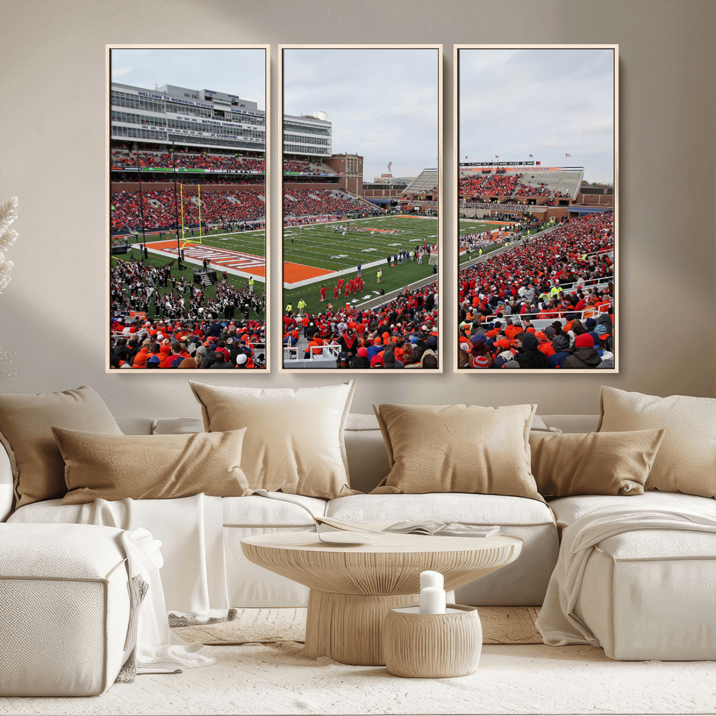 MGV-FC-48X32-3P - University of Illinois Fighting Illini Football Team Print - Champaign Illinois Memorial Stadium