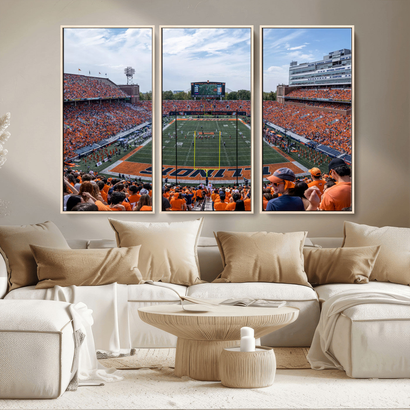 MGV-FC-48X32-3P - University of Illinois Fighting Illini Football Team Print Canvas - Champaign Illinois Memorial