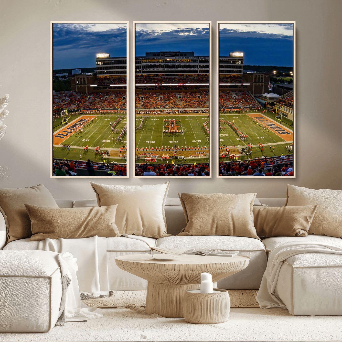 MGV-FC-48X32-3P - University of Illinois Fighting Illini Football Team Print - Champaign Illinois Memorial Stadium