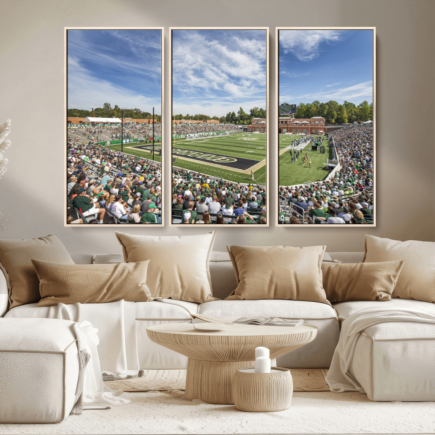 MGV-FC-48X32-3P - University of Charlotte 49ers Football Team Print - Charlotte Jerry Richardson Stadium Canvas Print