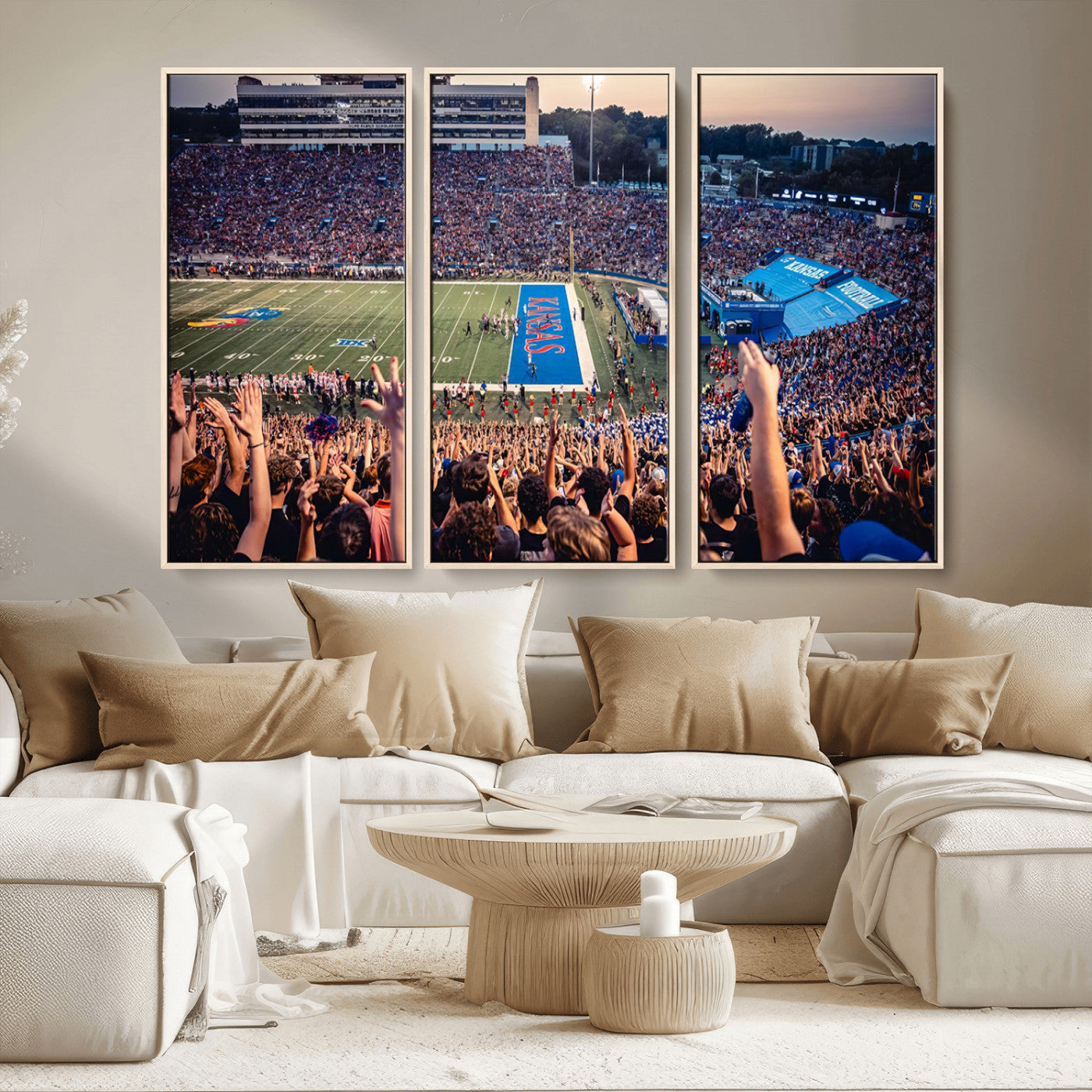 MGV-FC-48X32-3P - University of Kansas Jayhawks Football Team Art Print - Lawrence Kansas Memorial Stadium Wall Art