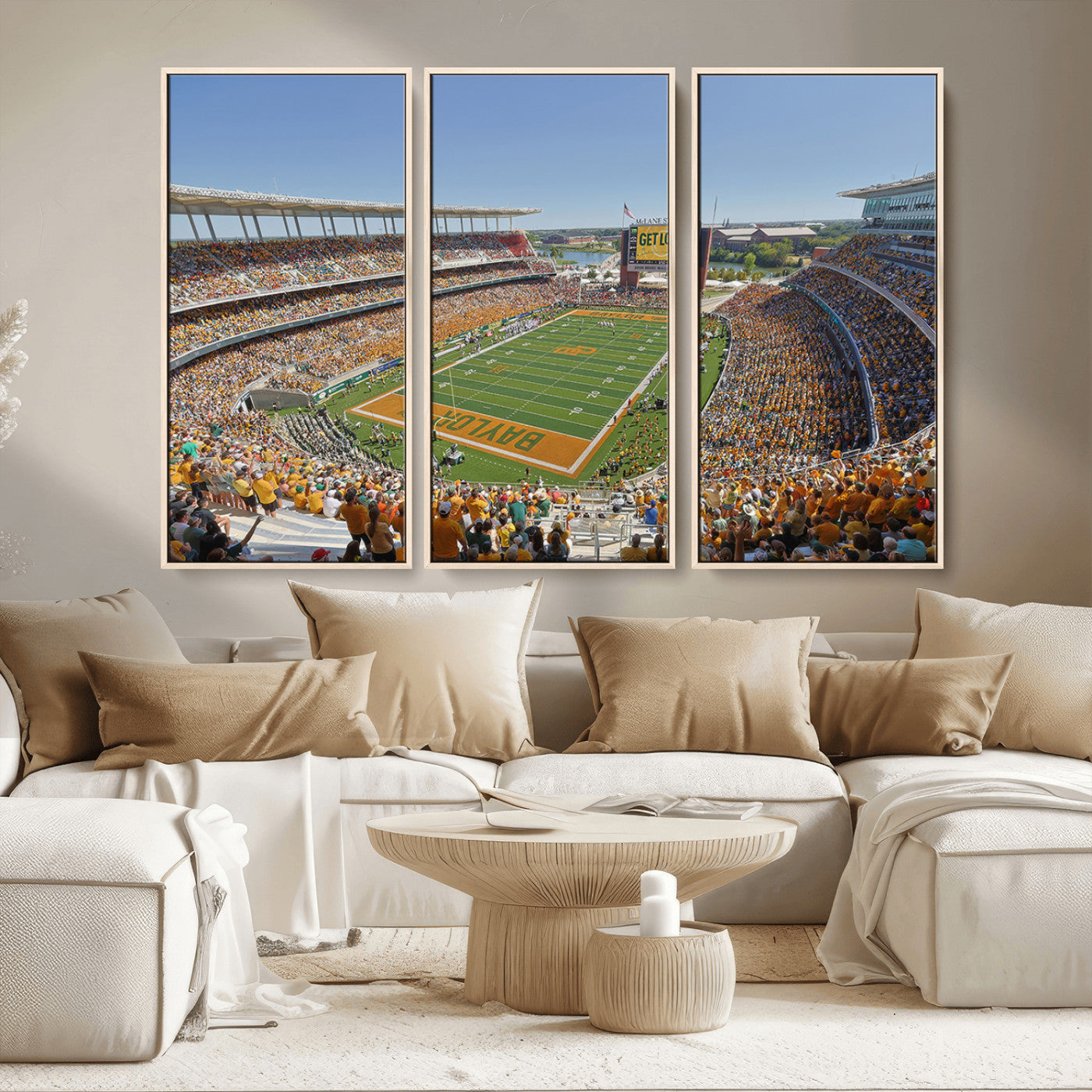 MGV-FC-48X32-3P - Baylor University Bears Football Team Print - Waco McLane Stadium Wall Art Canvas Print