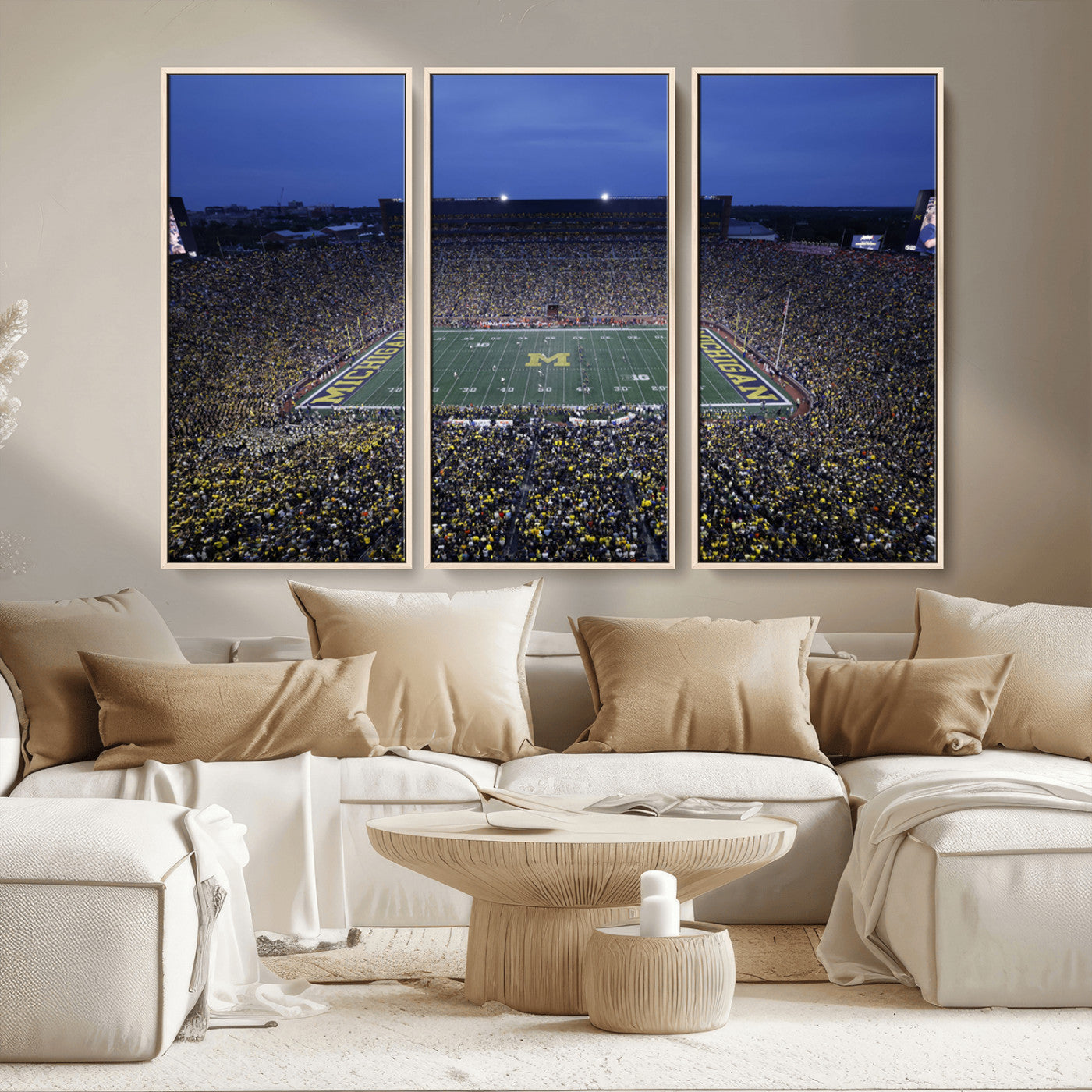 MGV-FC-48X32-3P - University of Michigan Wolverines Football Team Print - Ann Arbor Michigan Stadium Wall Art Canvas