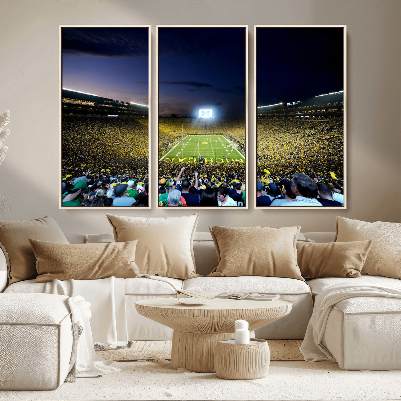 MGV-FC-48X32-3P - University of Michigan Wolverines Football Team Print - Ann Arbor Michigan Stadium Canvas Print