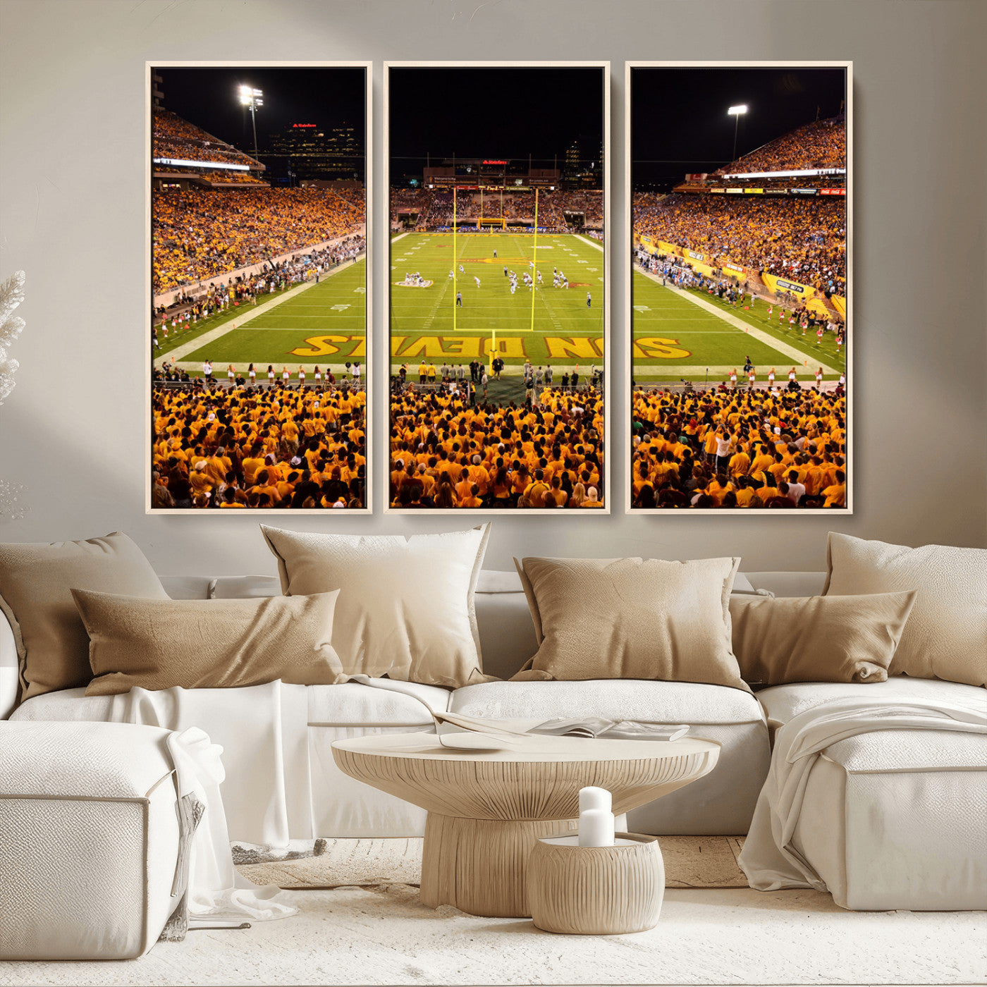 MGV-FC-48X32-3P - ASU Sun Devils Football Team Print - Phoenix Mountain America Stadium Wall Art Canvas Print