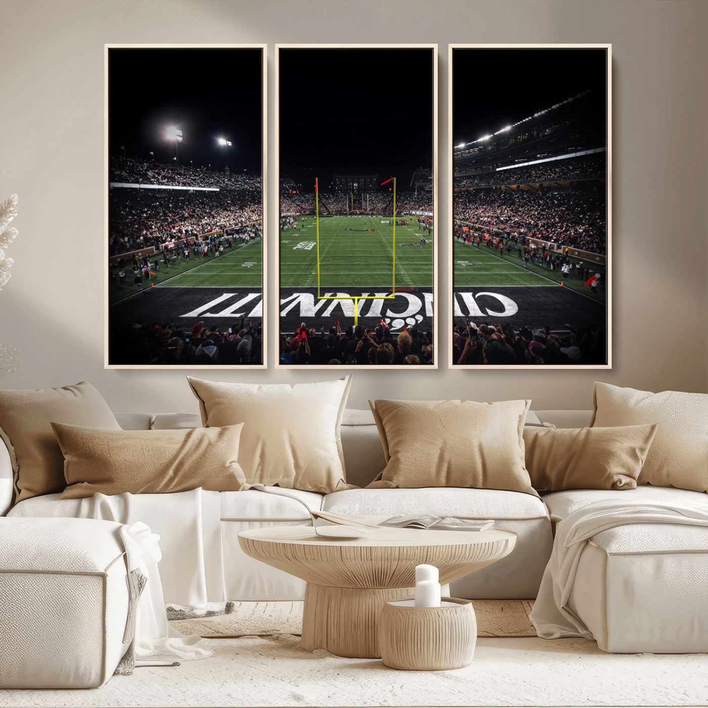 MGV-FC-48X32-3P - Cincinnati Bearcats Football Team Print - Nippert Stadium Wall Art Canvas Print