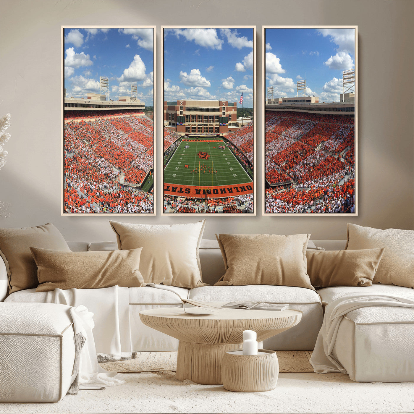 MGV-FC-48X32-3P - Oklahoma State Cowboys Football Team Print - Stillwater Boone Pickens Stadium Wall Art Canvas Print