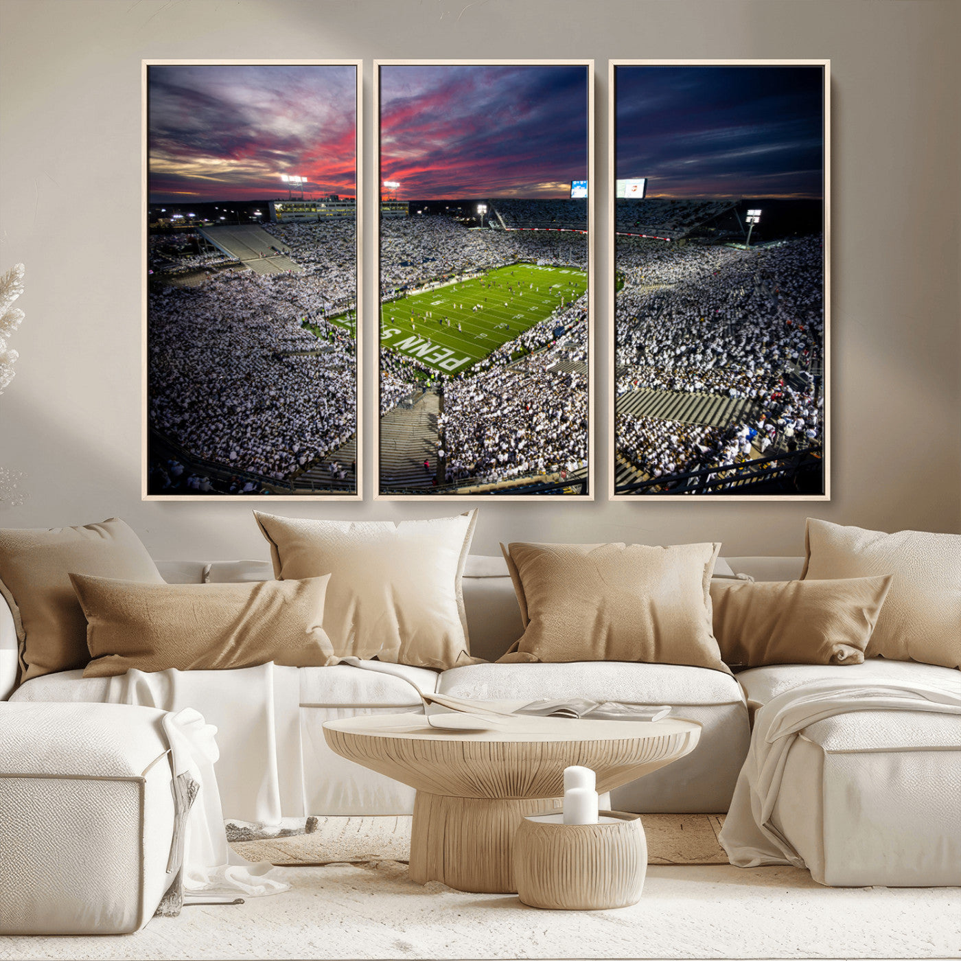 MGV-FC-48X32-3P - Penn State Nittany Lions Football Team Print - University Park Beaver Stadium Art Canvas Print