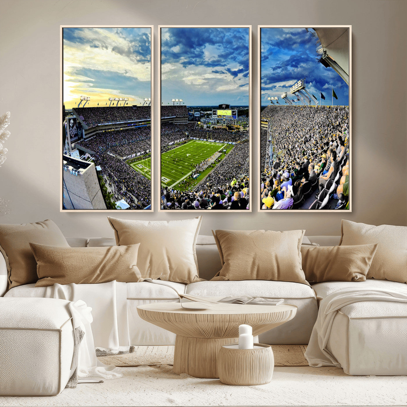 MGV-FC-48X32-3P - Framed USF Bulls Football Team Print - Tampa Raymond James Stadium Wall Art Canvas Print