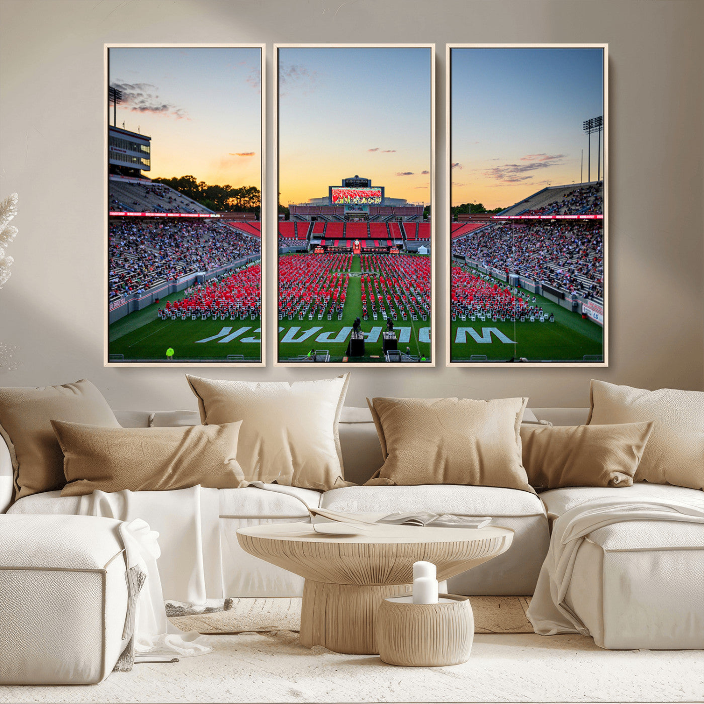 MGV-FC-48X32-3P - NC State Wolfpack Football Team Print Wall Art - Raleigh Carter-Finley Stadium Wall Art Canvas Print