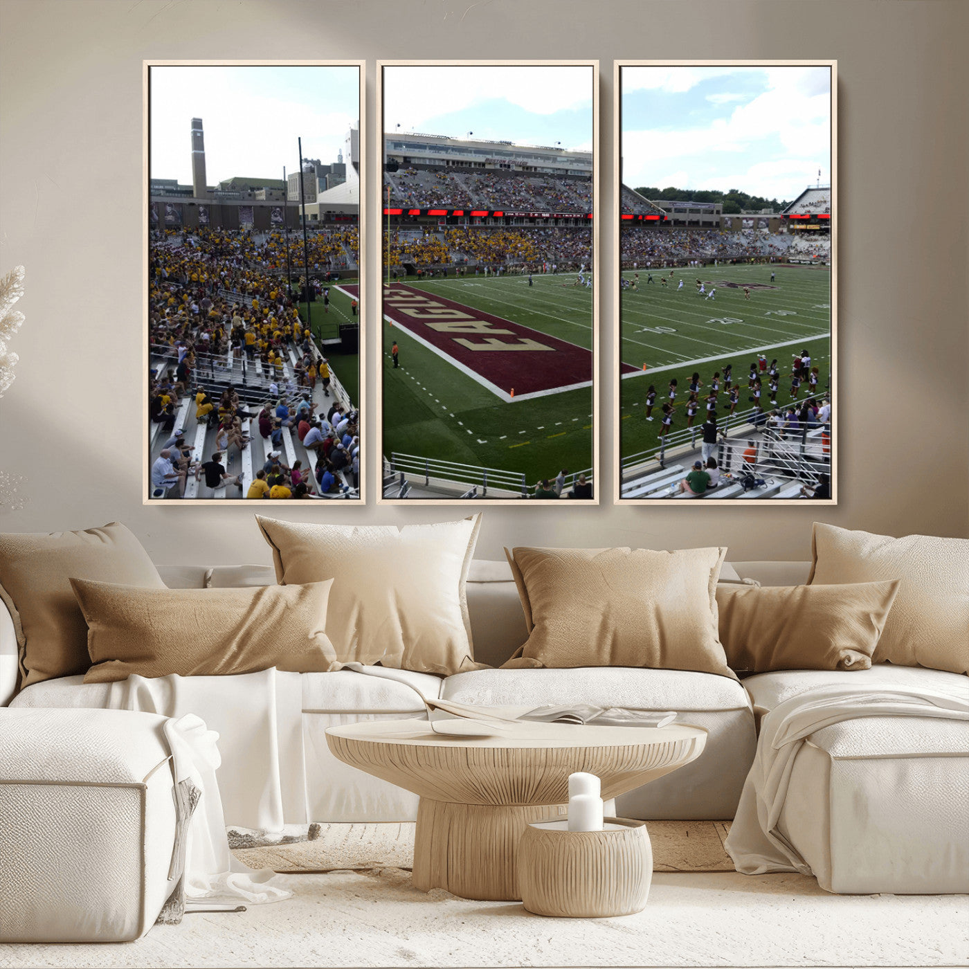 MGV-FC-48X32-3P - Boston College Eagles Football Team Print - Boston Alumni Stadium Wall Art Canvas Print