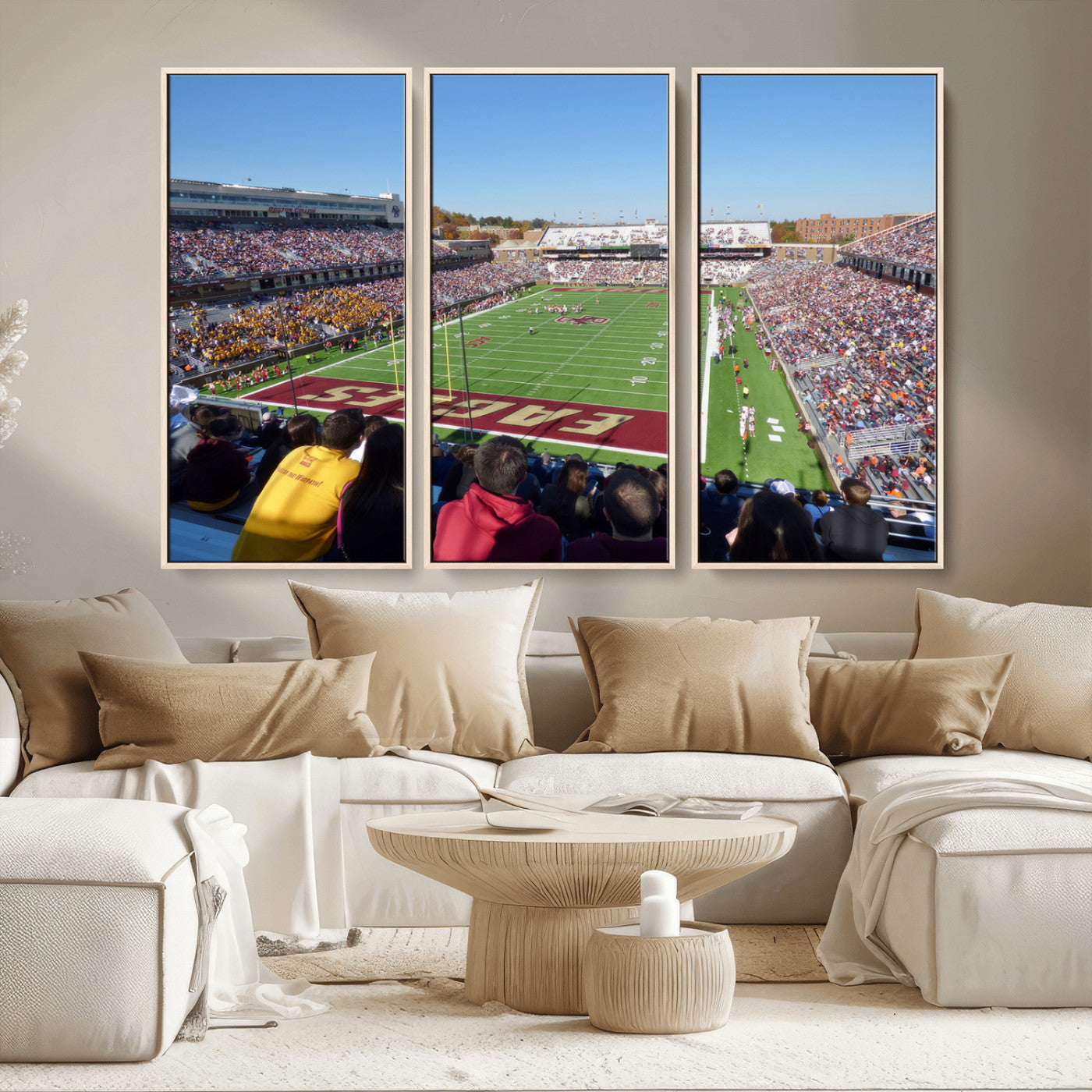 MGV-FC-48X32-3P - Boston College Eagles Football Team Print - Boston Alumni Stadium Wall Art Canvas Print