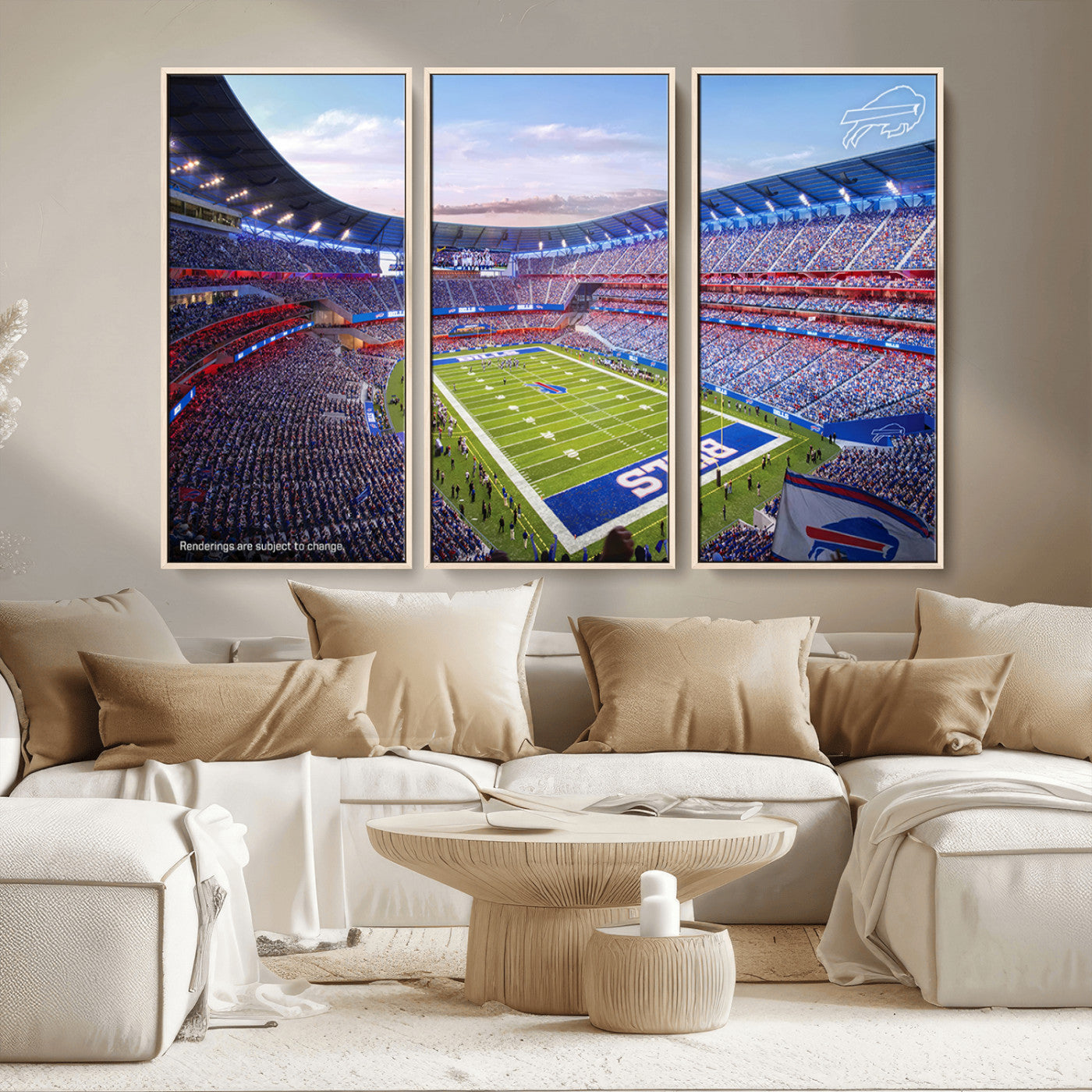 MGV-FC-48X32-3P - Buffalo Bills Football Team Print Canvas - Buffalo Highmark Stadium Wall Art Canvas Print