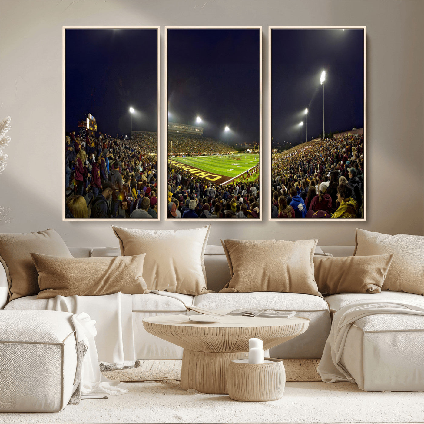 MGV-FC-48X32-3P - Central Michigan University Chippewas Canvas Wall Art, Football Team Print - Mount Pleasant