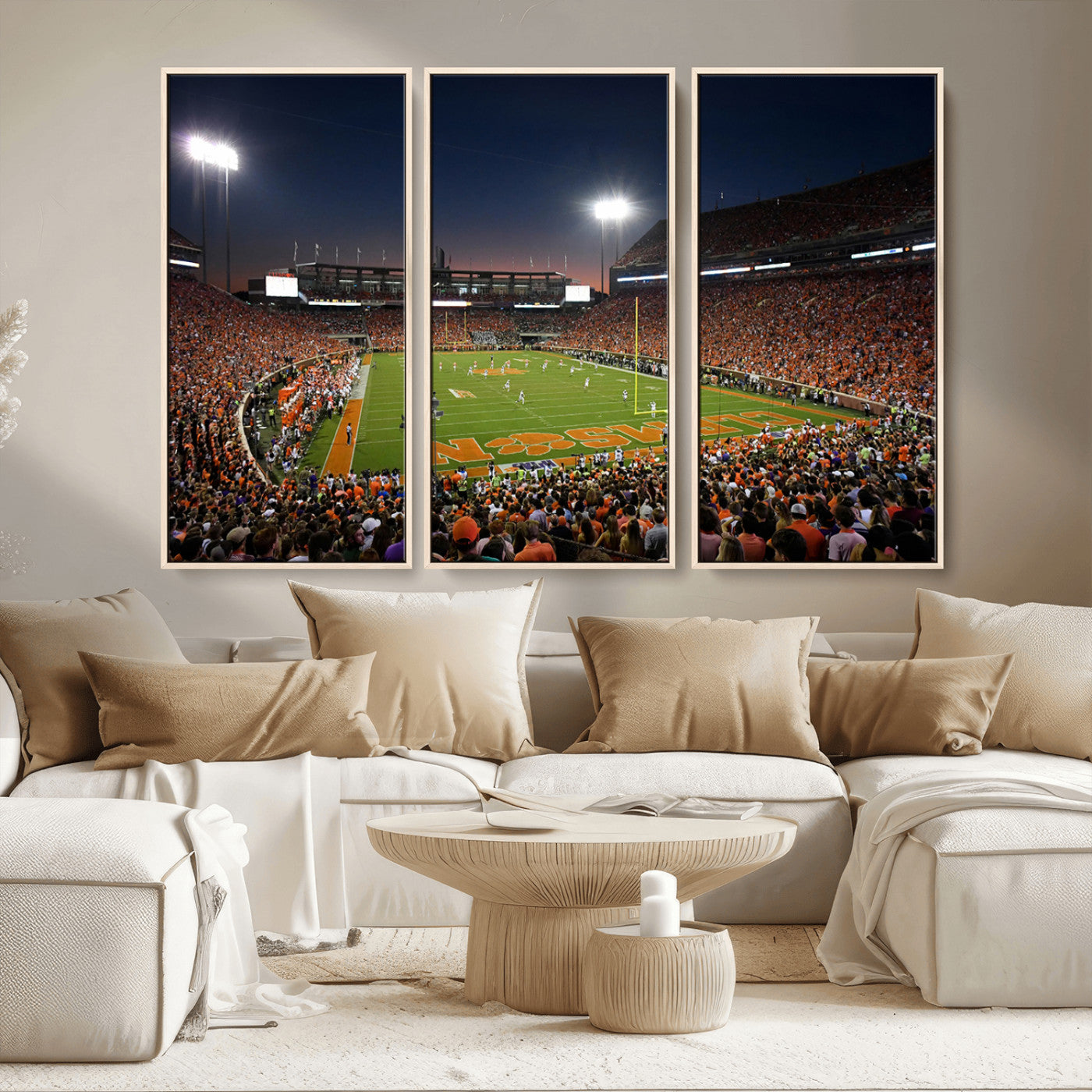 MGV-FC-48X32-3P - Clemson University Tigers Art Print, Football Team Print - Clemson Memorial Stadium Wall Art Canvas