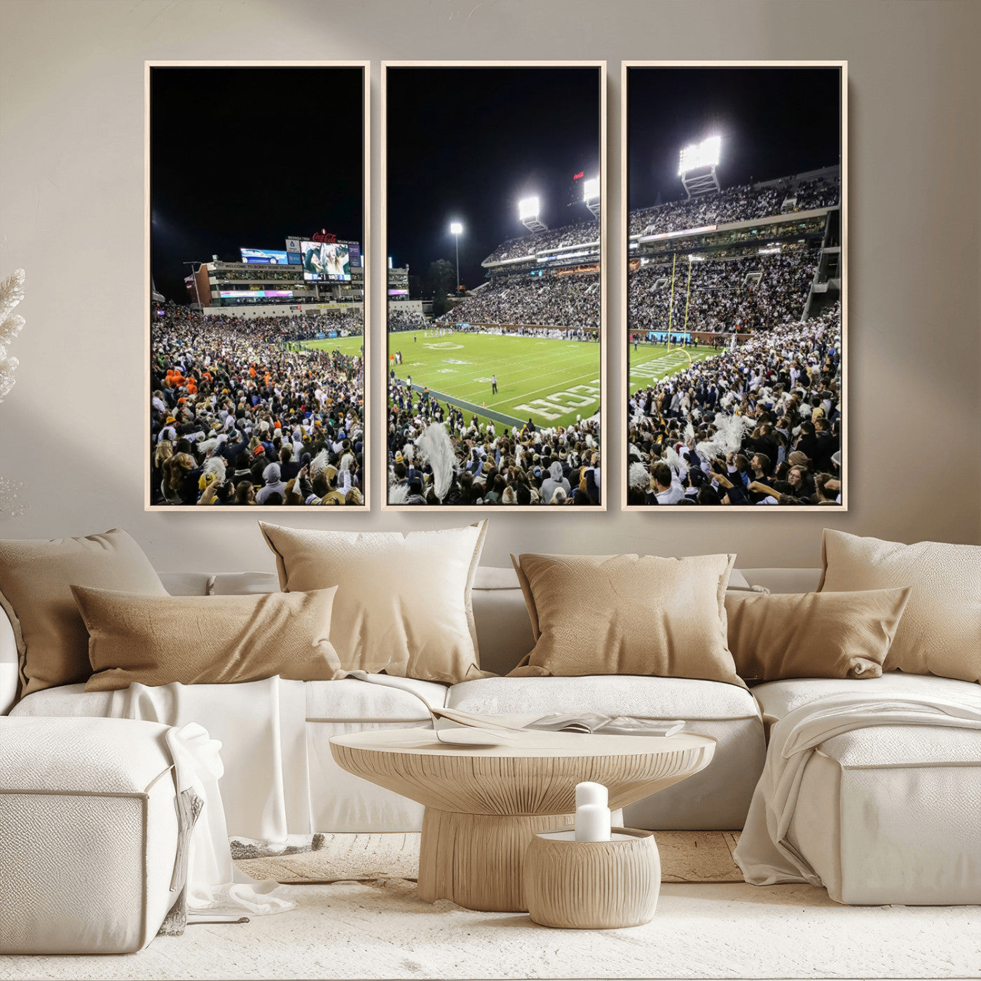 MGV-FC-48X32-3P - Georgia Tech Yellow Jackets Football Team Print - Atlanta Bobby Dodd Stadium Wall Art Canvas Print