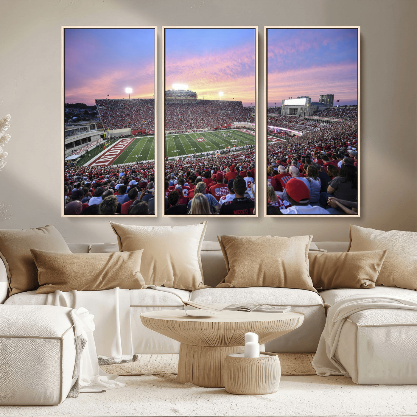 MGV-FC-48X32-3P - Indiana University Hoosiers Football Team Print - Bloomington Memorial Stadium Wall Art Canvas Print