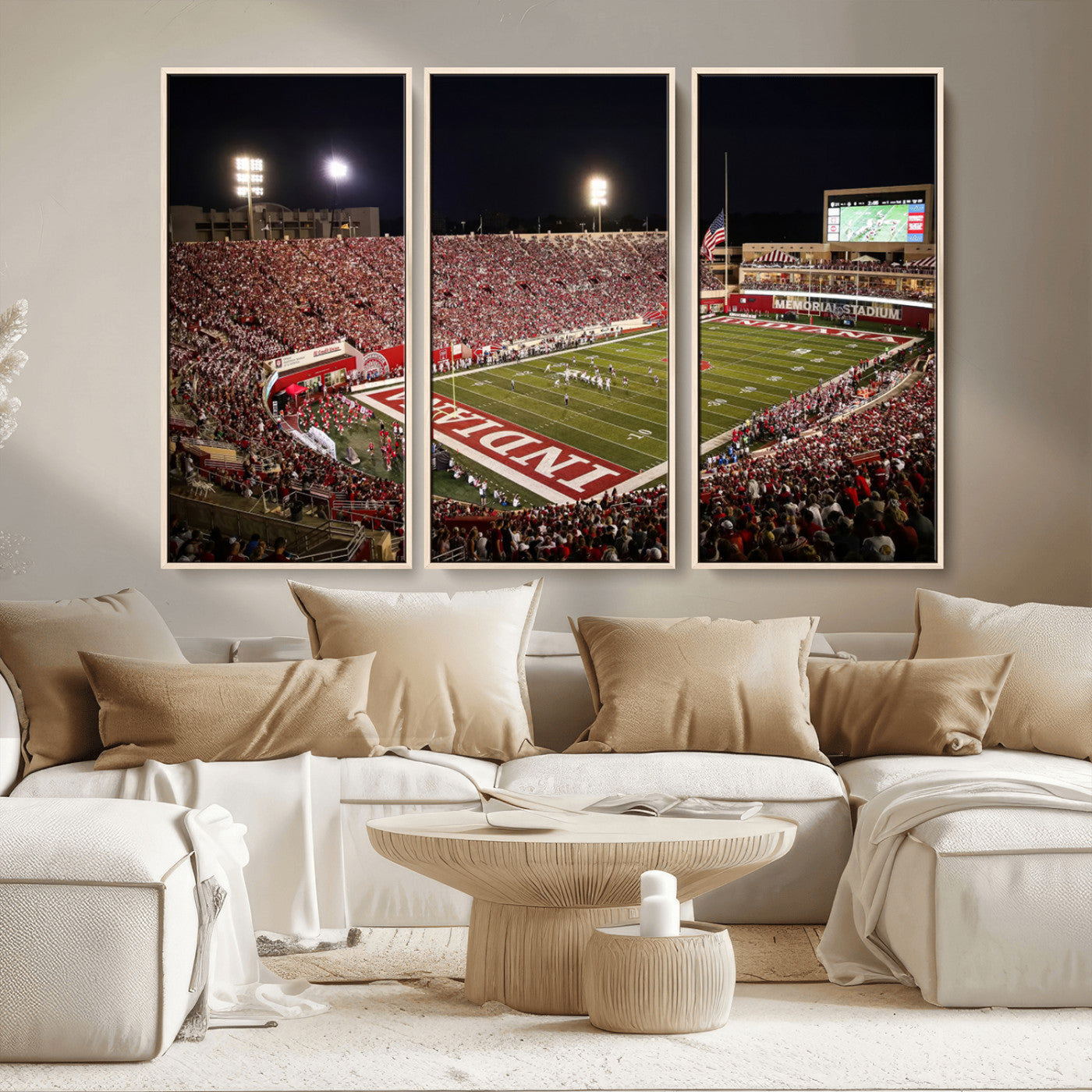MGV-FC-48X32-3P - Indiana University Hoosiers Football Team Print Canvas - Bloomington Memorial Stadium Wall Art