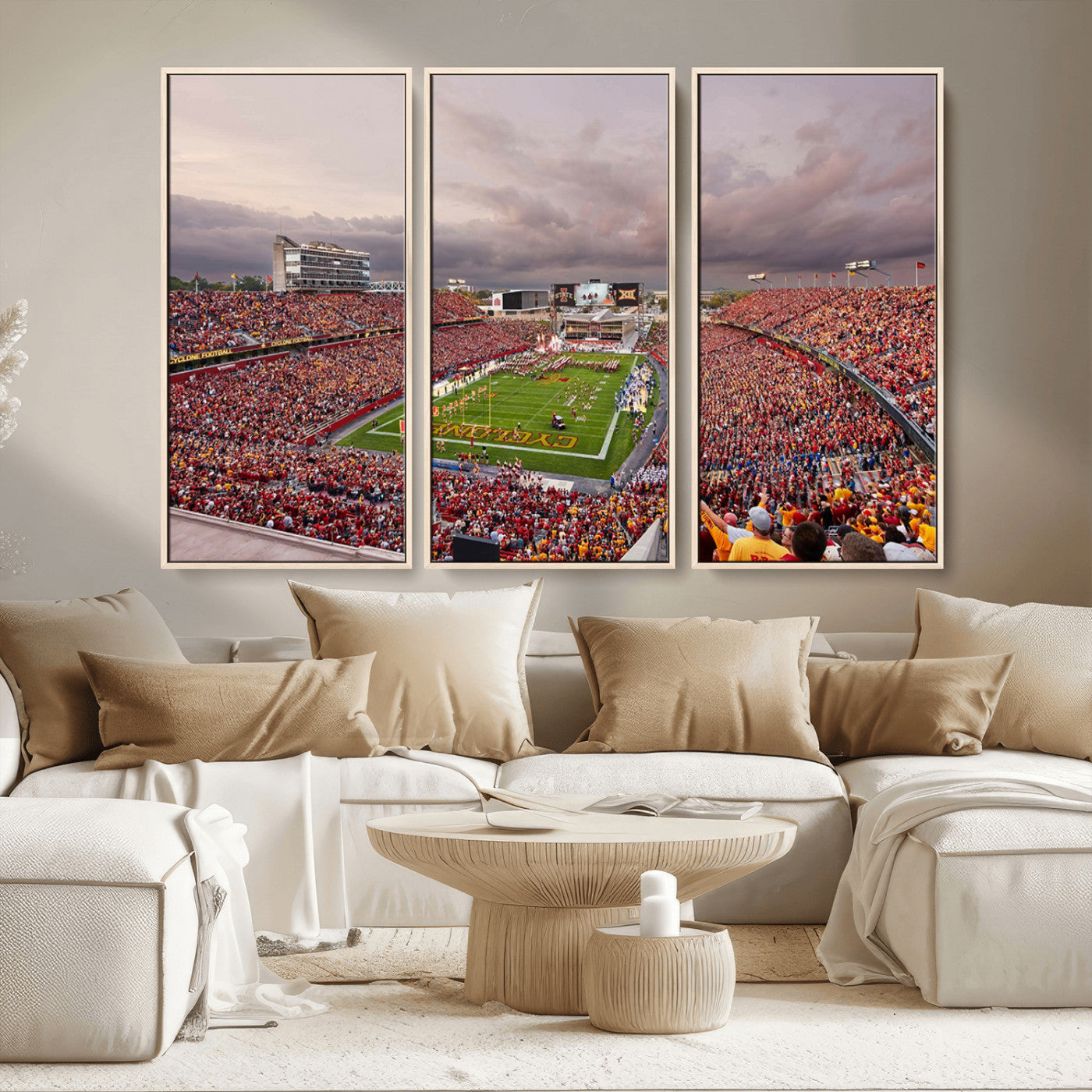 MGV-FC-48X32-3P - Iowa State University Cyclones Football Team Print - Ames Jack Trice Stadium Wall Art Canvas Print