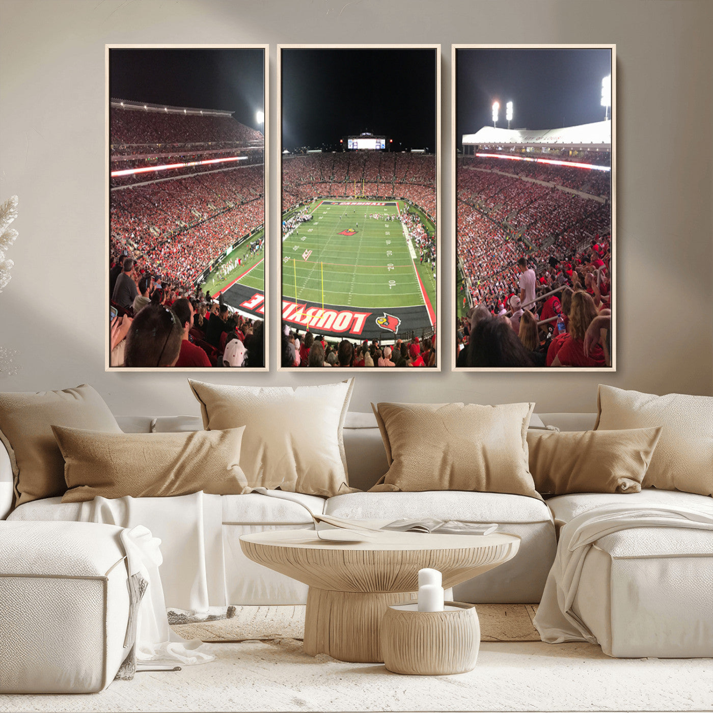 MGV-FC-48X32-3P - University of Louisville Cardinals Football Team Print - Louisville Cardinal Stadium Wall Art Canvas