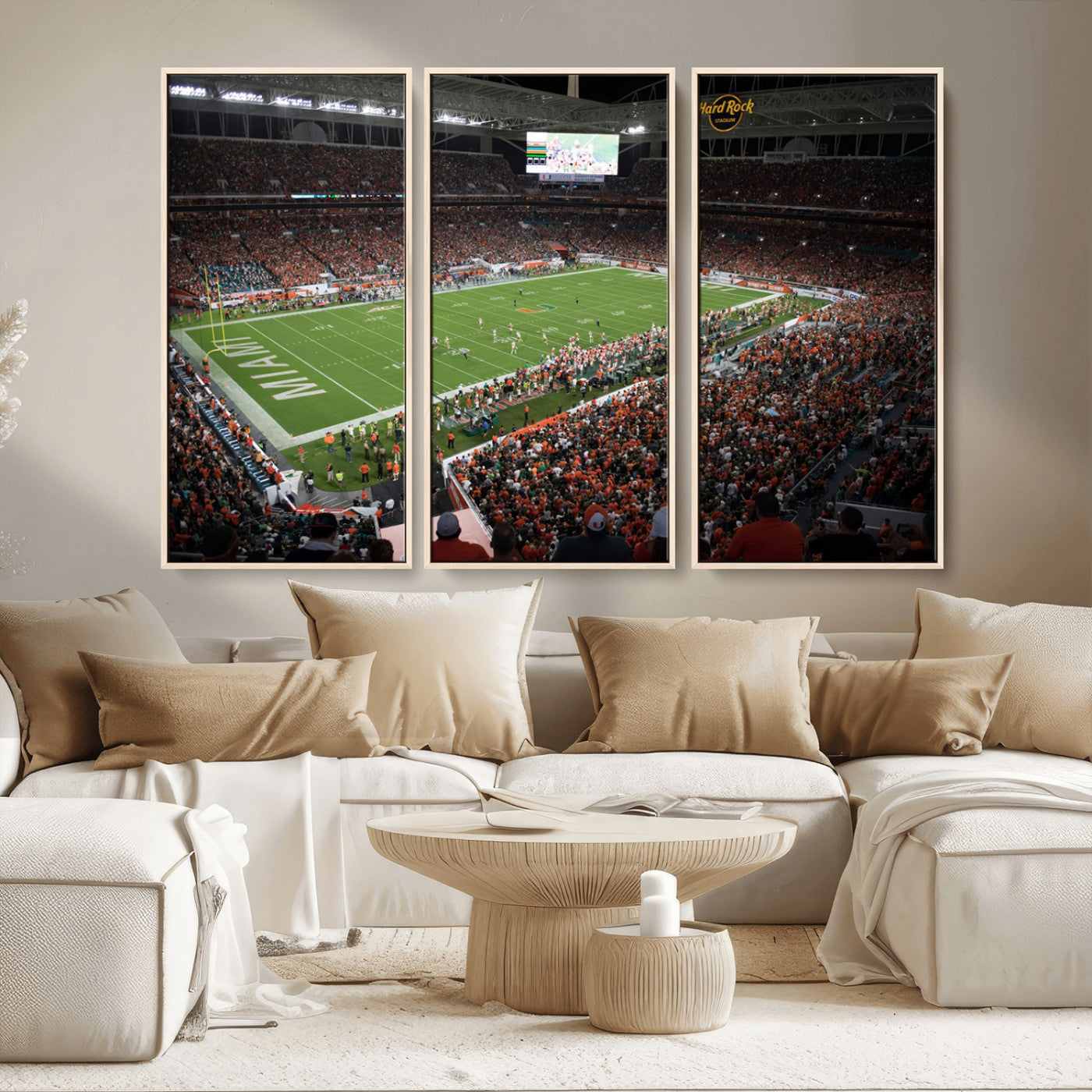 MGV-FC-48X32-3P - Miami Hurricanes Football Team Print Canvas- Miami Hard Rock Stadium Wall Art Canvas Print