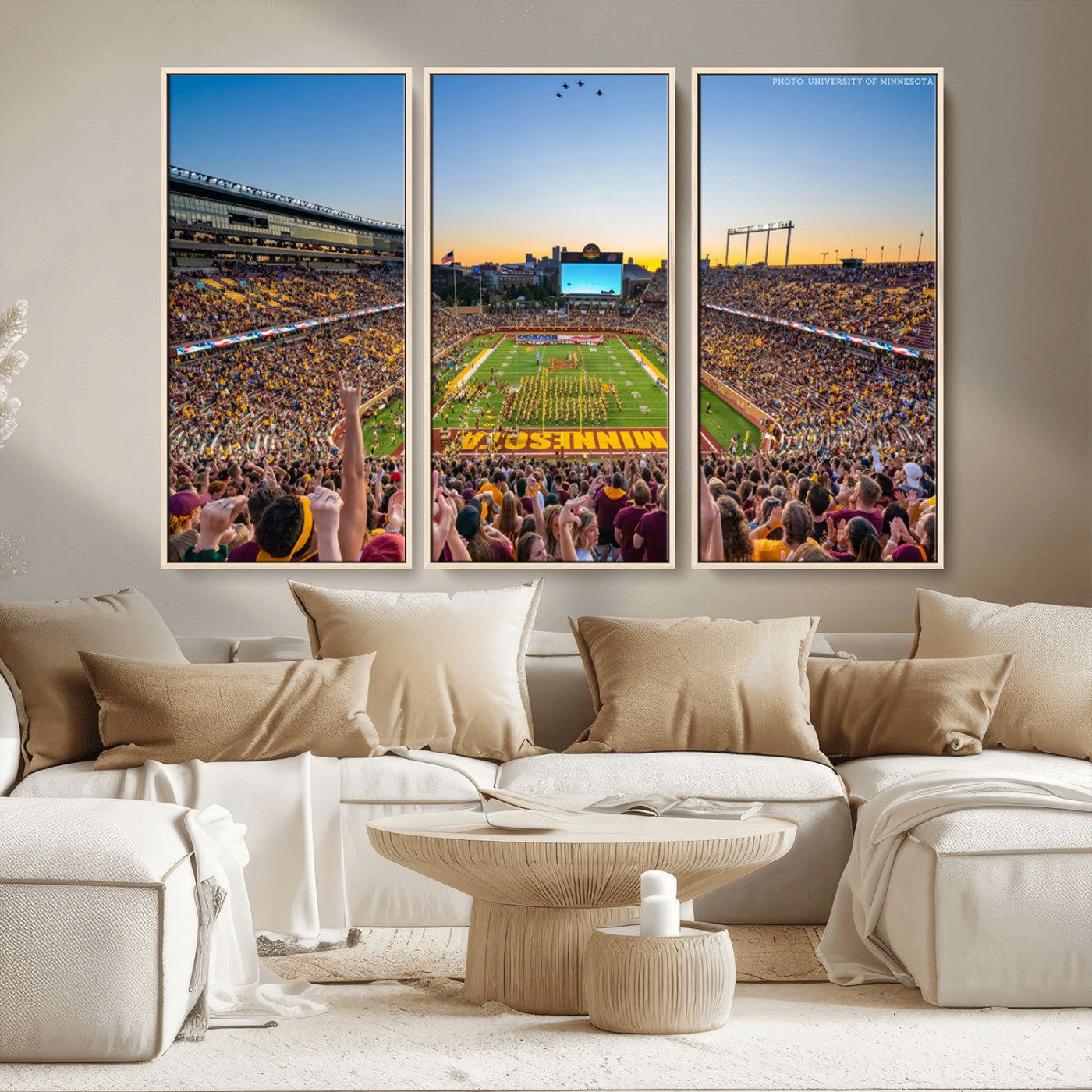 MGV-FC-48X32-3P - University of Minnesota Golden Gophers Football Team Print - Minneapolis Huntington Bank Stadium