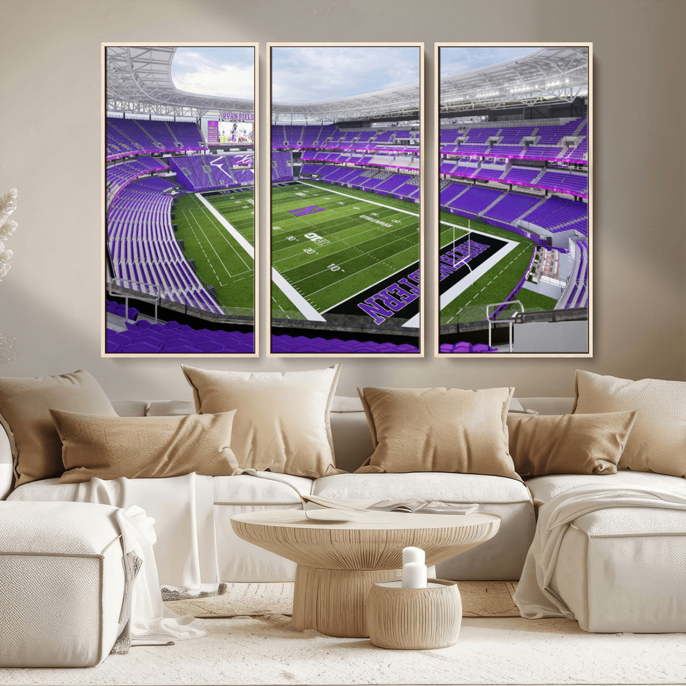 MGV-FC-48X32-3P - Northwestern University Wildcats Football Team Print - Evanston Ryan Field Wall Art Canvas Print