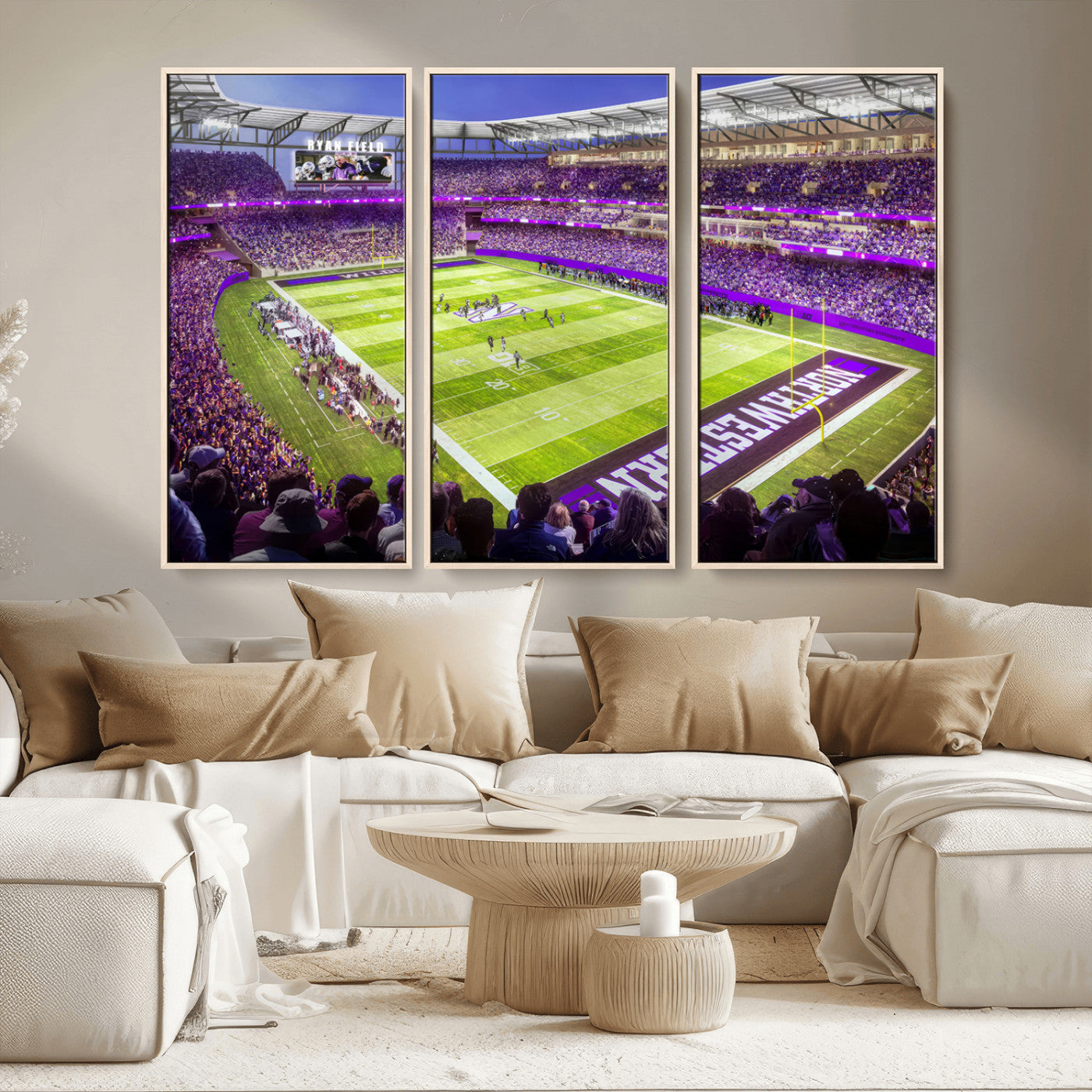 MGV-FC-48X32-3P - Northwestern University Wildcats Football Team Print - Evanston Ryan Field Wall Art Canvas Print