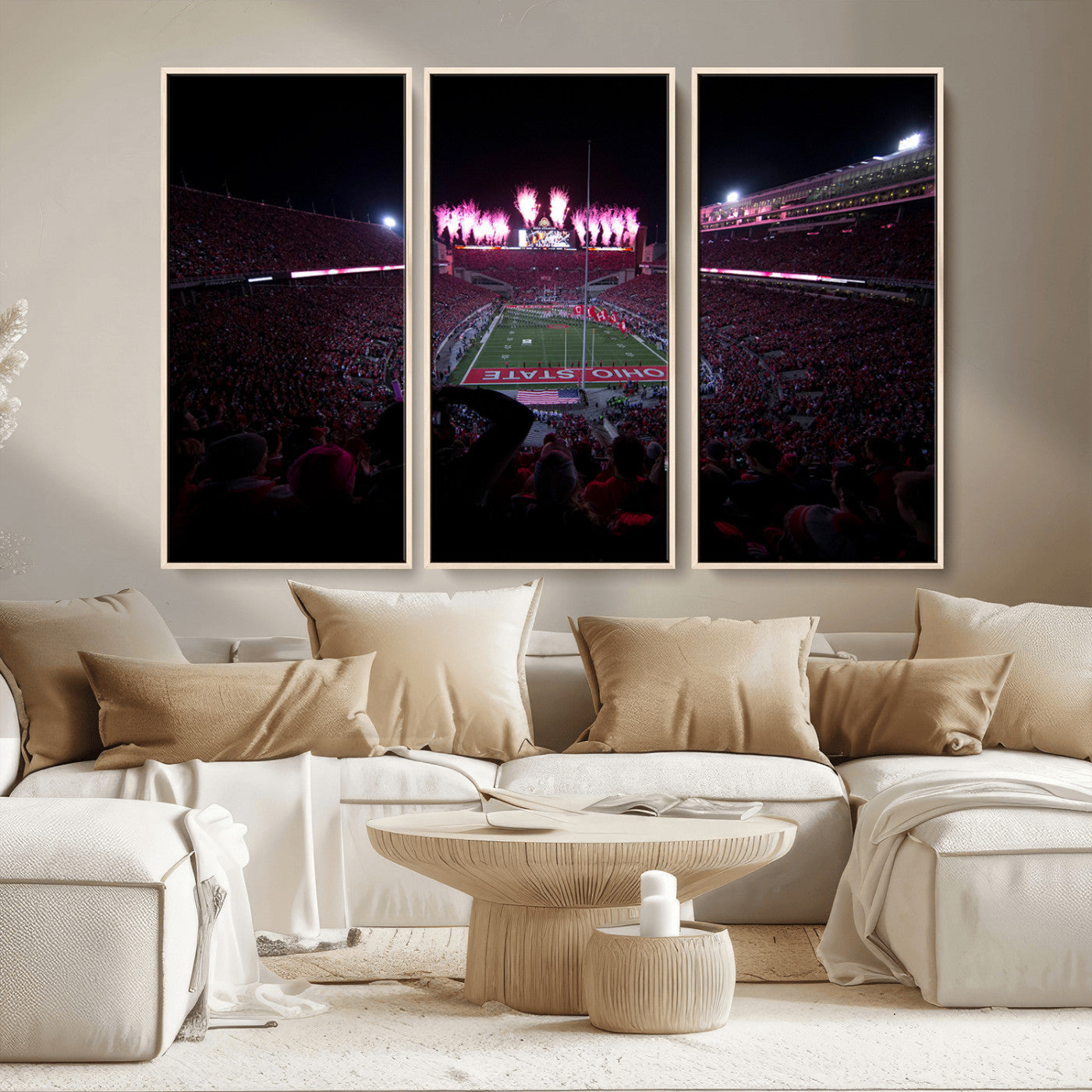 MGV-FC-48X32-3P - Ohio State University Buckeyes Football Team Print - Columbus Ohio Stadium Wall Art Canvas Print