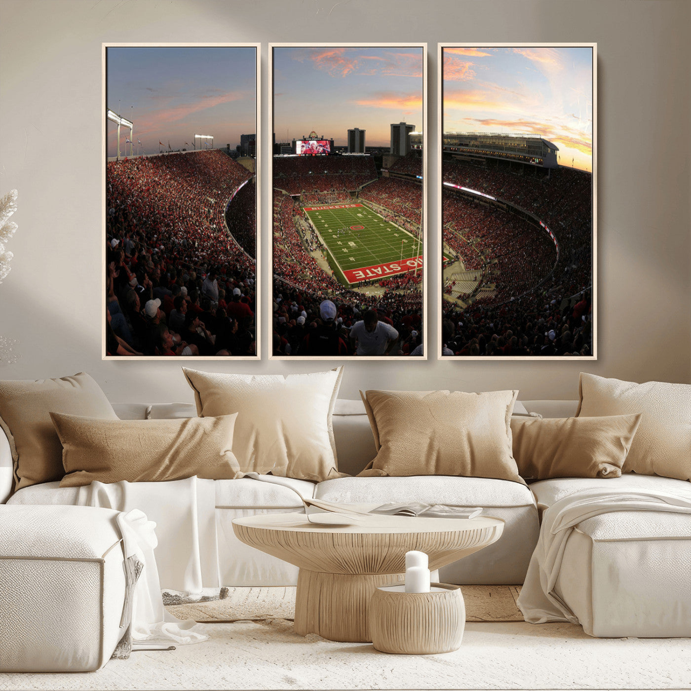 MGV-FC-48X32-3P - Ohio State University Buckeyes Football Team Print - Columbus Ohio Stadium Wall Art Canvas Print