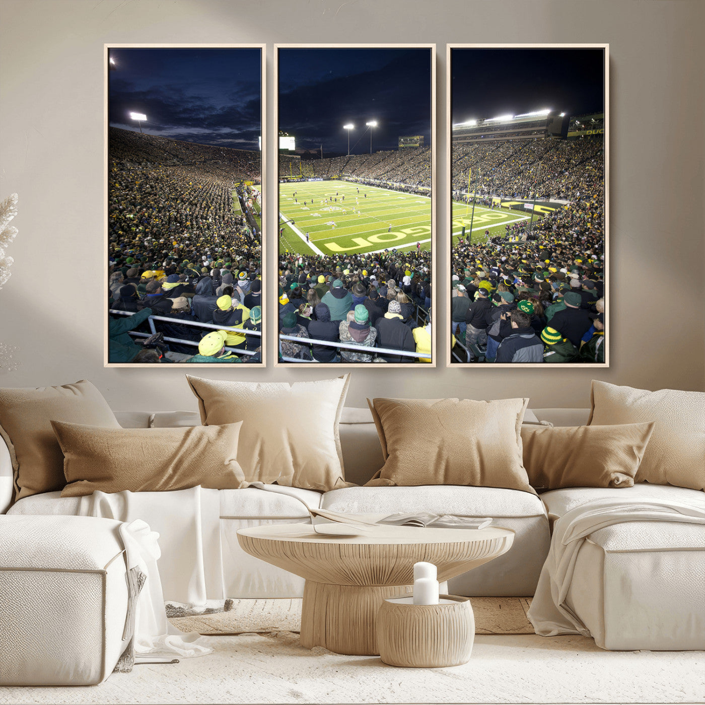 MGV-FC-48X32-3P - University of Oregon Ducks Football Team Print - Eugene Autzen Stadium Wall Art Canvas Print