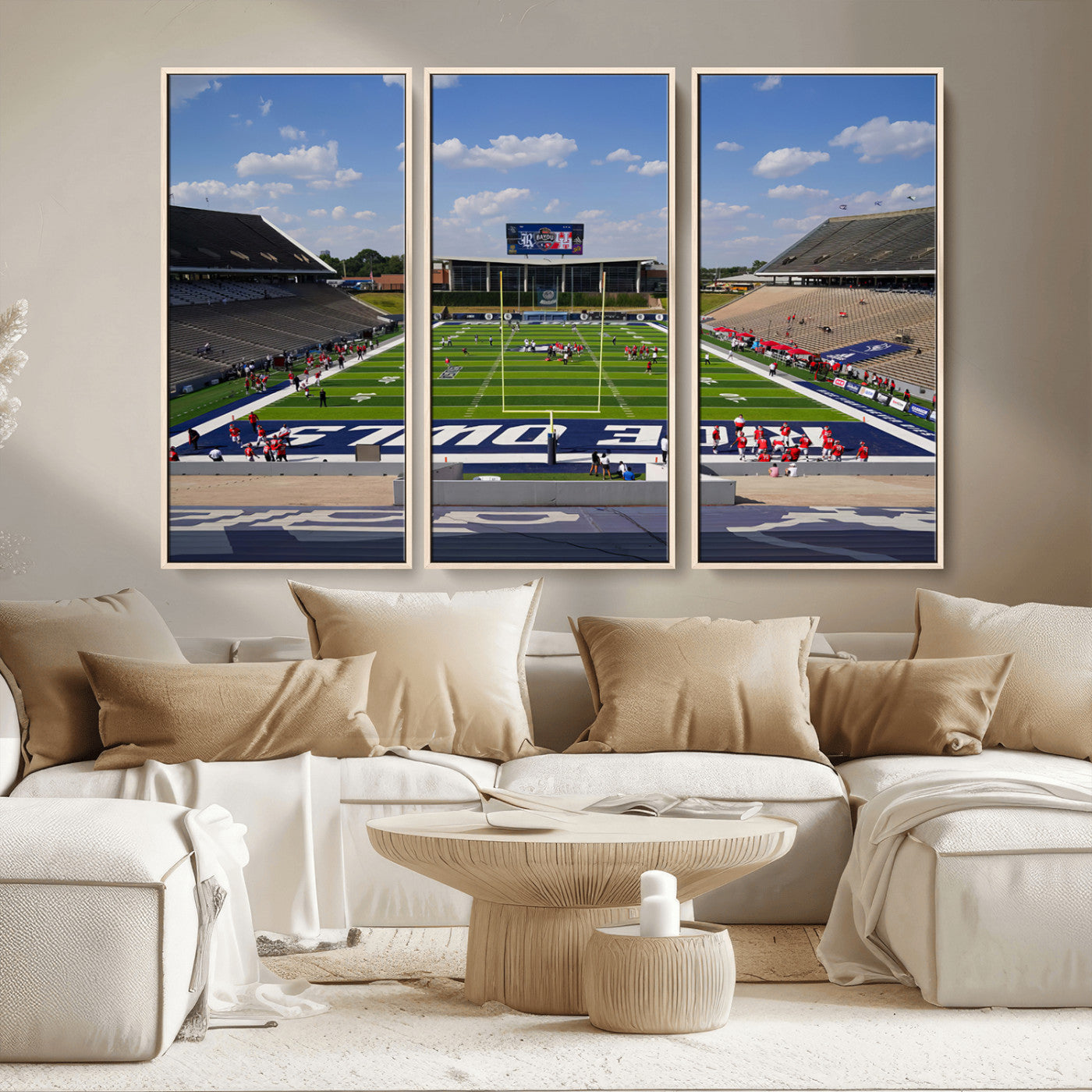 MGV-FC-48X32-3P - Rice University Owls Football Team Print - Houston Rice Stadium Wall Art Canvas Print
