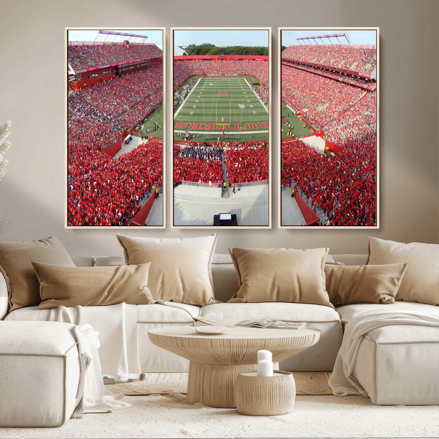 MGV-FC-48X32-3P - Rutgers Scarlet Knights Football Team Print - Piscataway SHI Stadium Wall Art Canvas Print