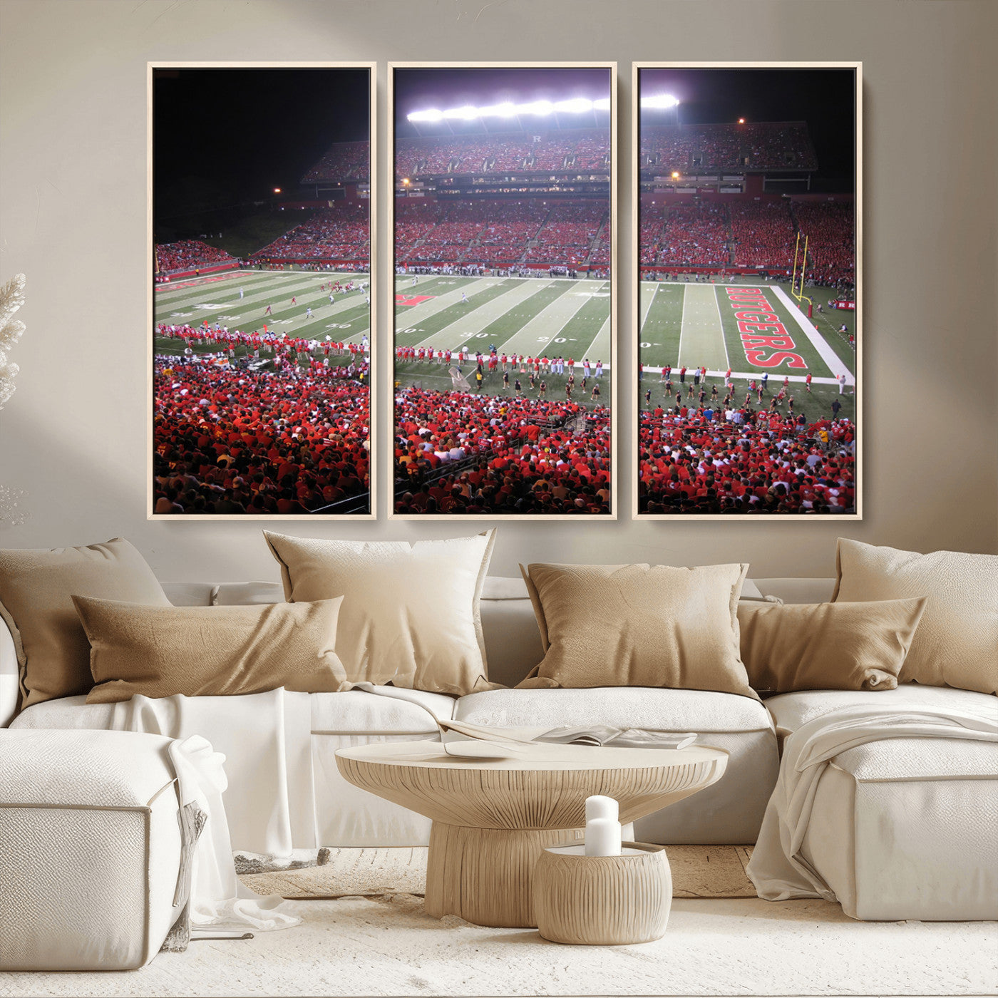 MGV-FC-48X32-3P - Rutgers University Scarlet Knights Football Team Print - Piscataway SHI Stadium Wall Art Canvas