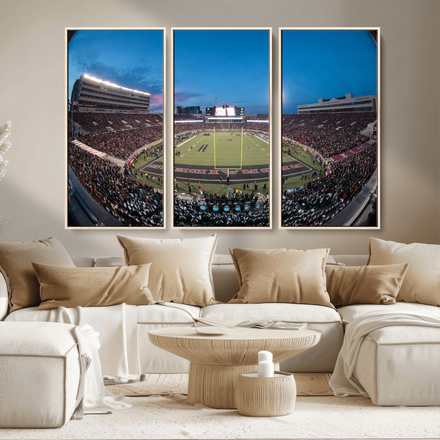 MGV-FC-48X32-3P - Texas Tech Red Raiders Canvas, Framed Football Team Print - Lubbock Jones AT&T Stadium Wall Art