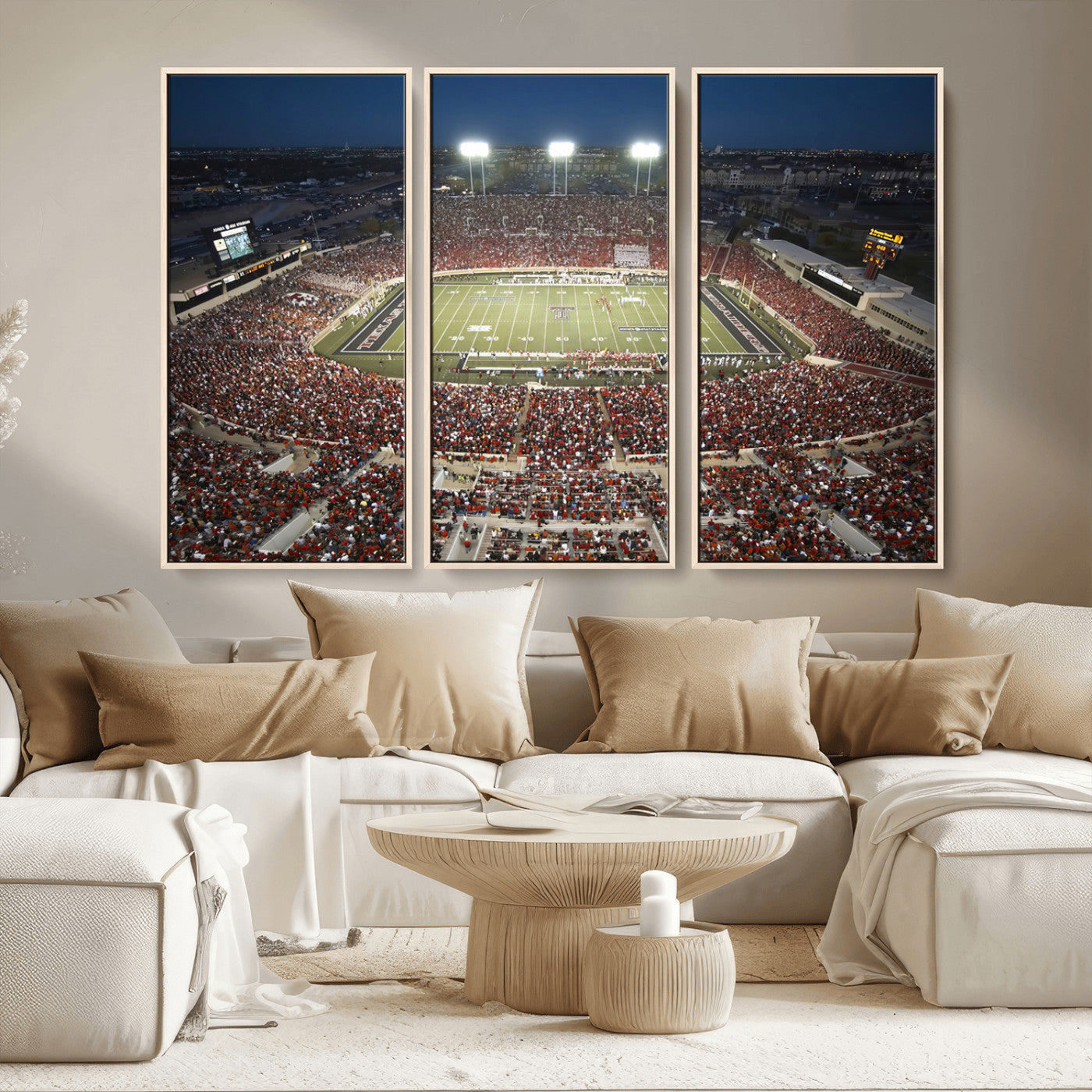 MGV-FC-48X32-3P - Texas Tech Red Raiders Football Team Print - Lubbock Jones AT&T Stadium Wall Art Canvas Print