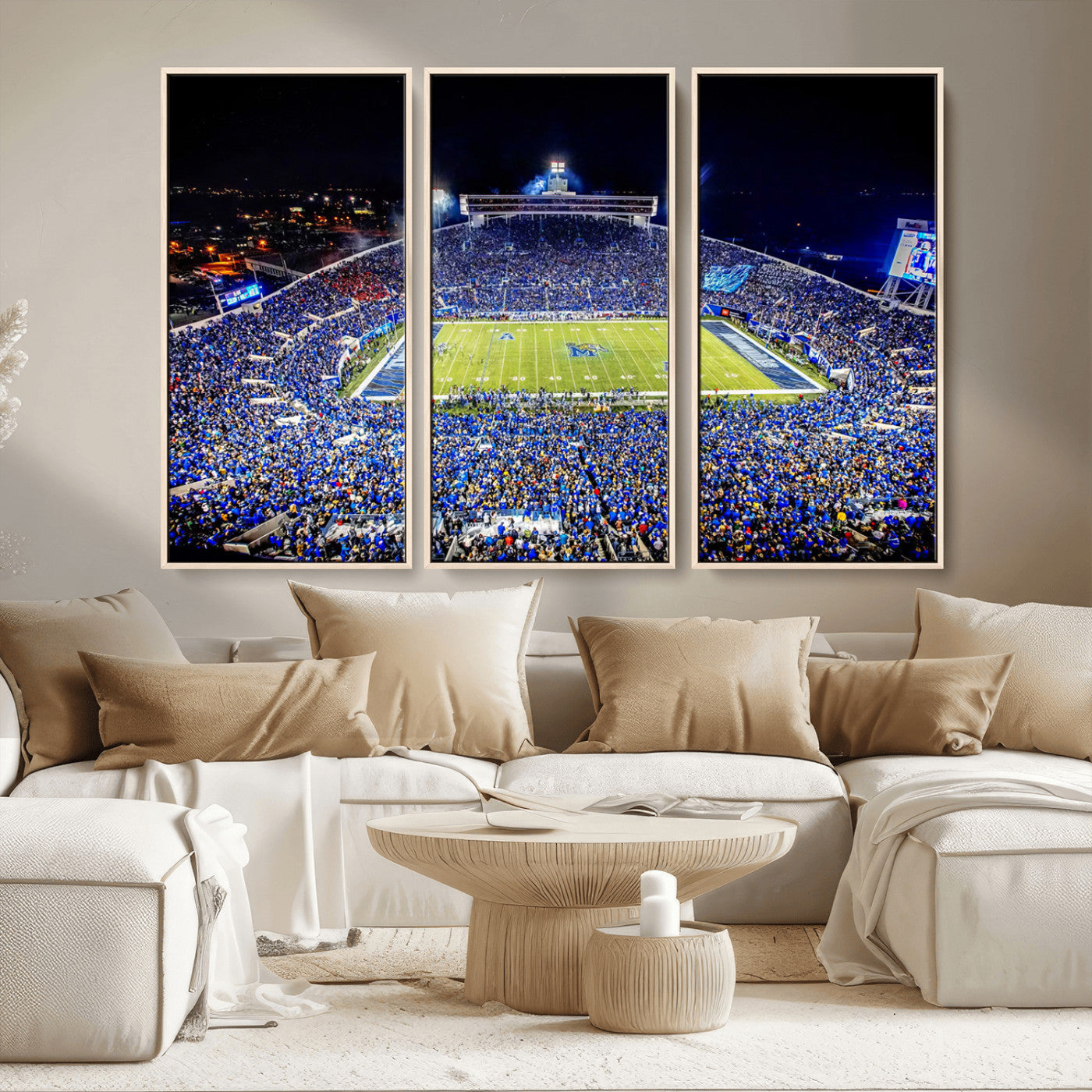 MGV-FC-48X32-3P - University of Memphis Tigers Football Team Print - Memphis Simmons Bank Liberty Stadium Wall Art