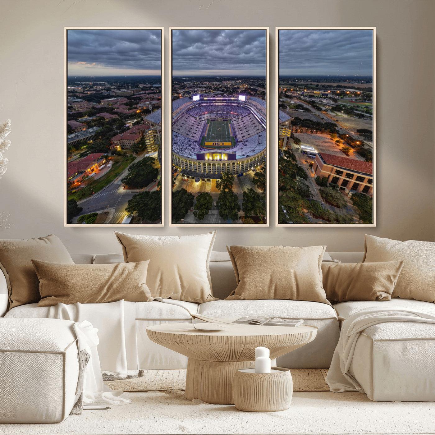MGV-FC-48X32-3P - The Louisiana State University Tigers Football Team Print - Baton Rouge Tiger Stadium Wall Art